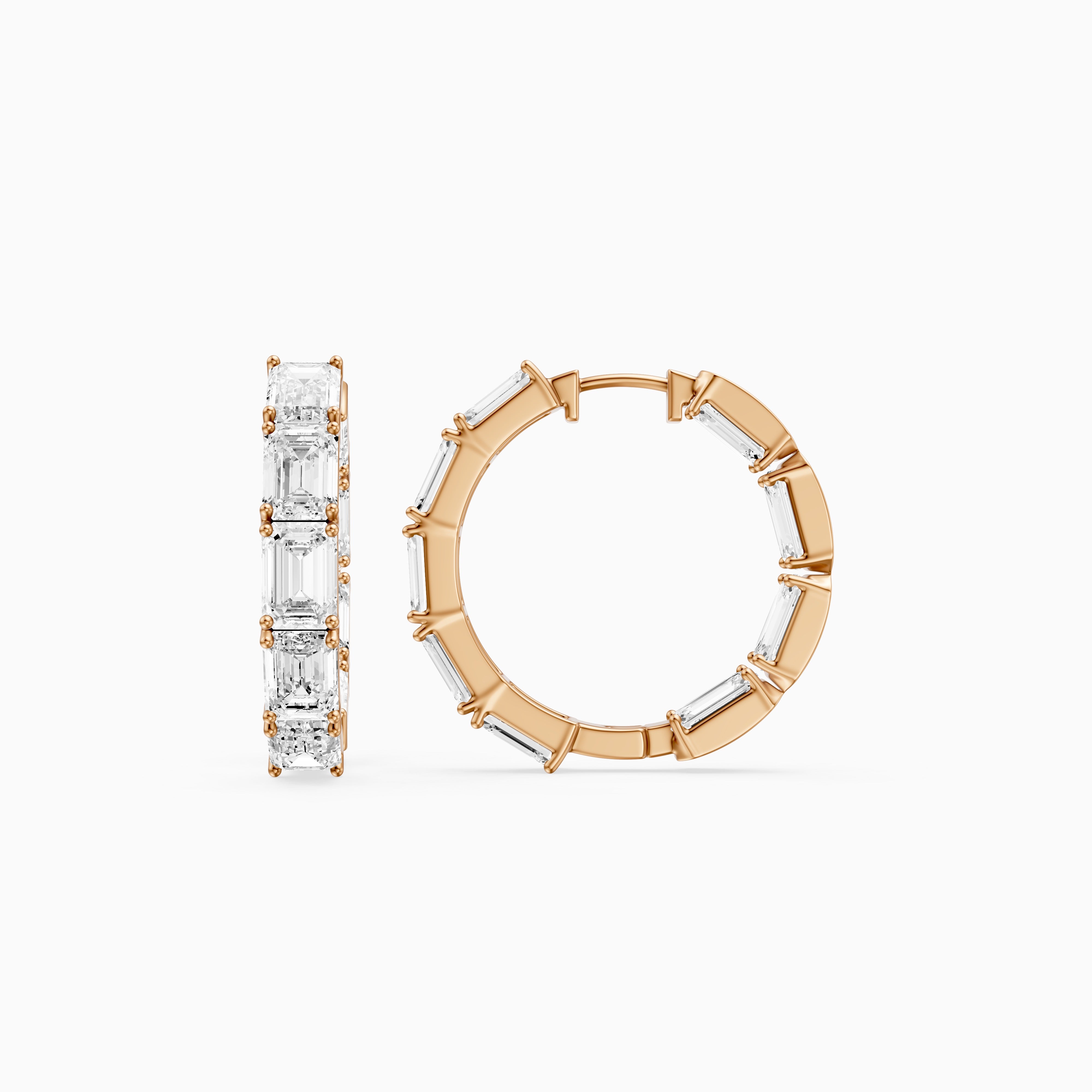 Talia Emerald Cut Lab Grown Diamond Inside Out Hoop Earrings
