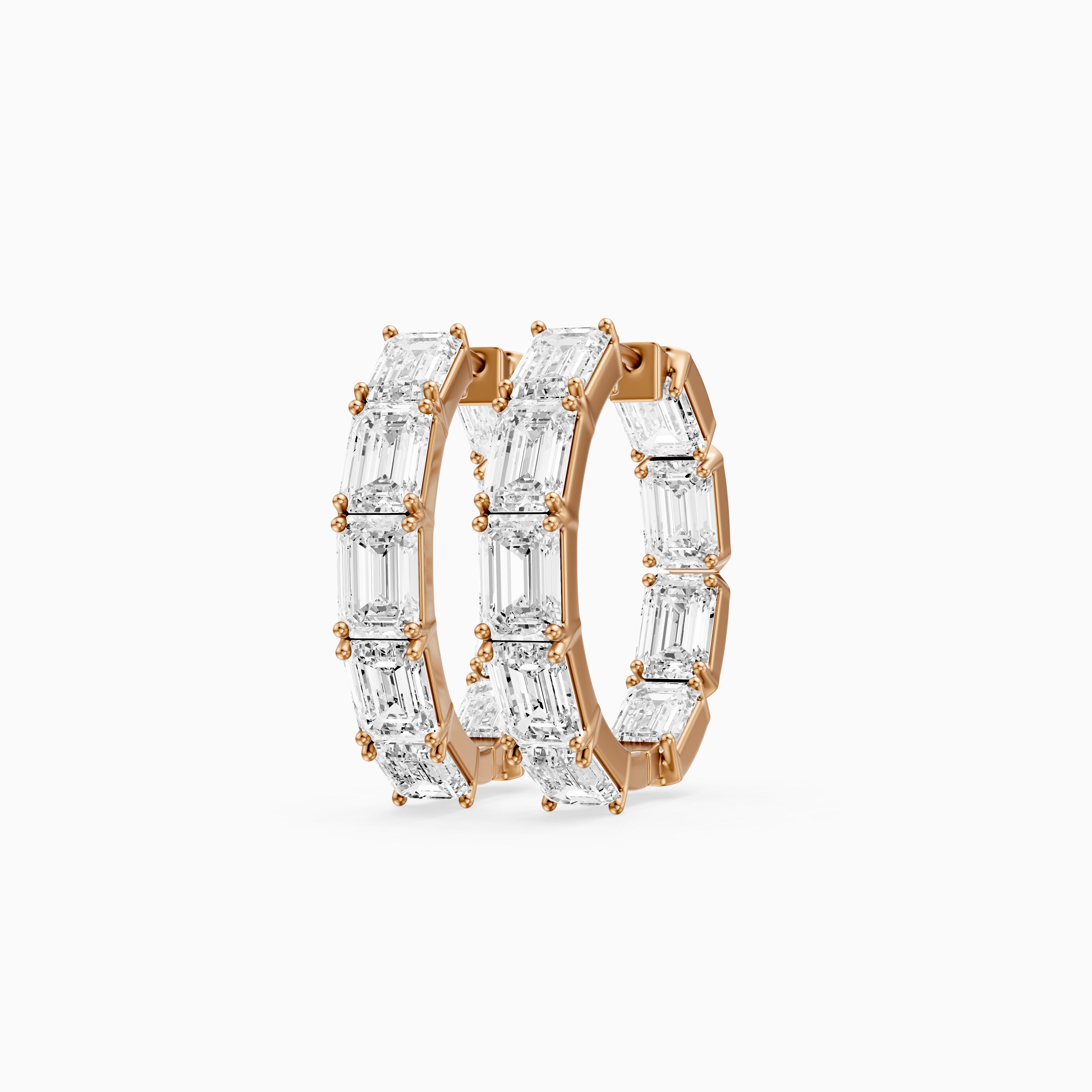 Talia Emerald Cut Lab Grown Diamond Inside Out Hoop Earrings