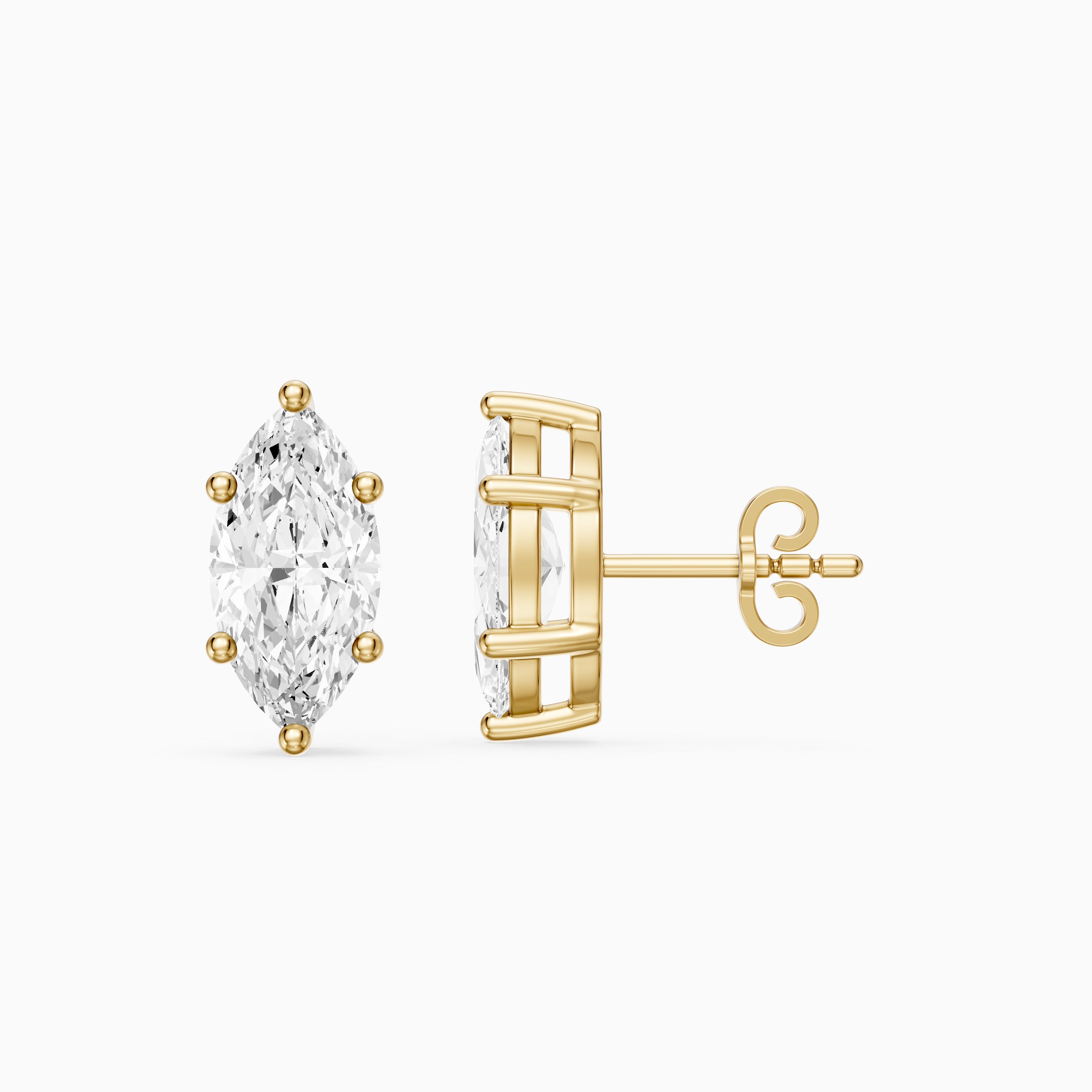 Belen Marquise Cut Lab Grown Diamond Basket Set Stud Earrings
