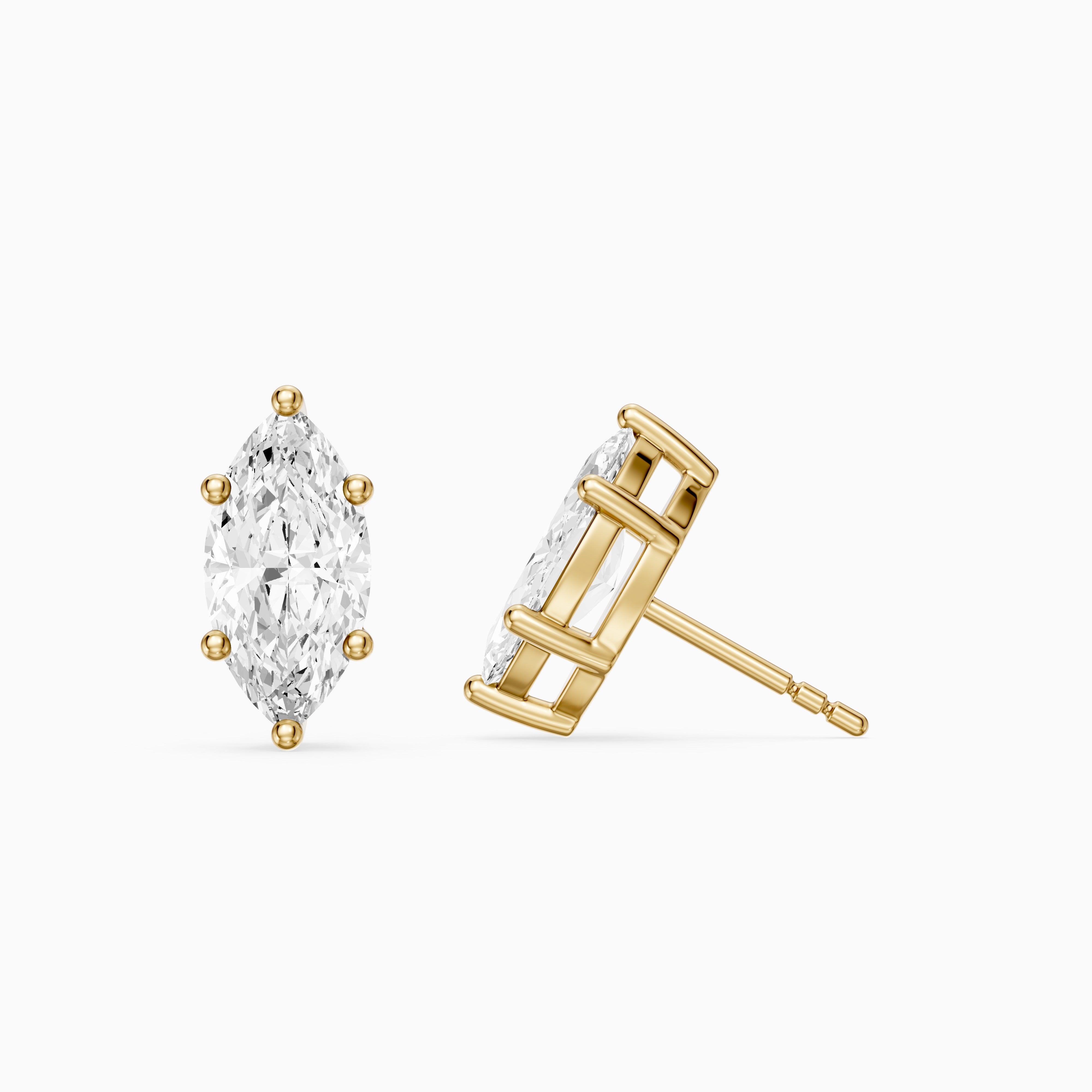 Belen Marquise Cut Lab Grown Diamond Basket Set Stud Earrings