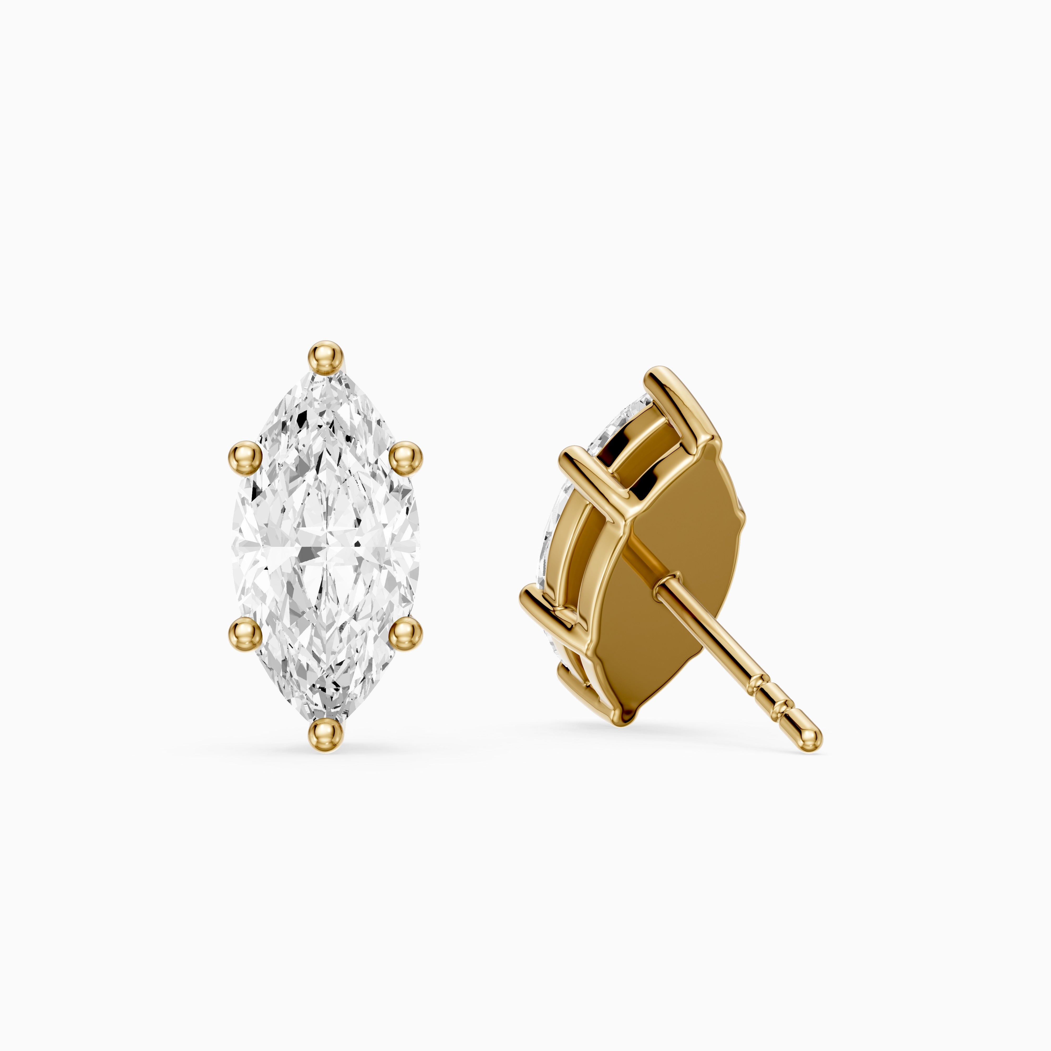 Belen Marquise Cut Lab Grown Diamond Basket Set Stud Earrings