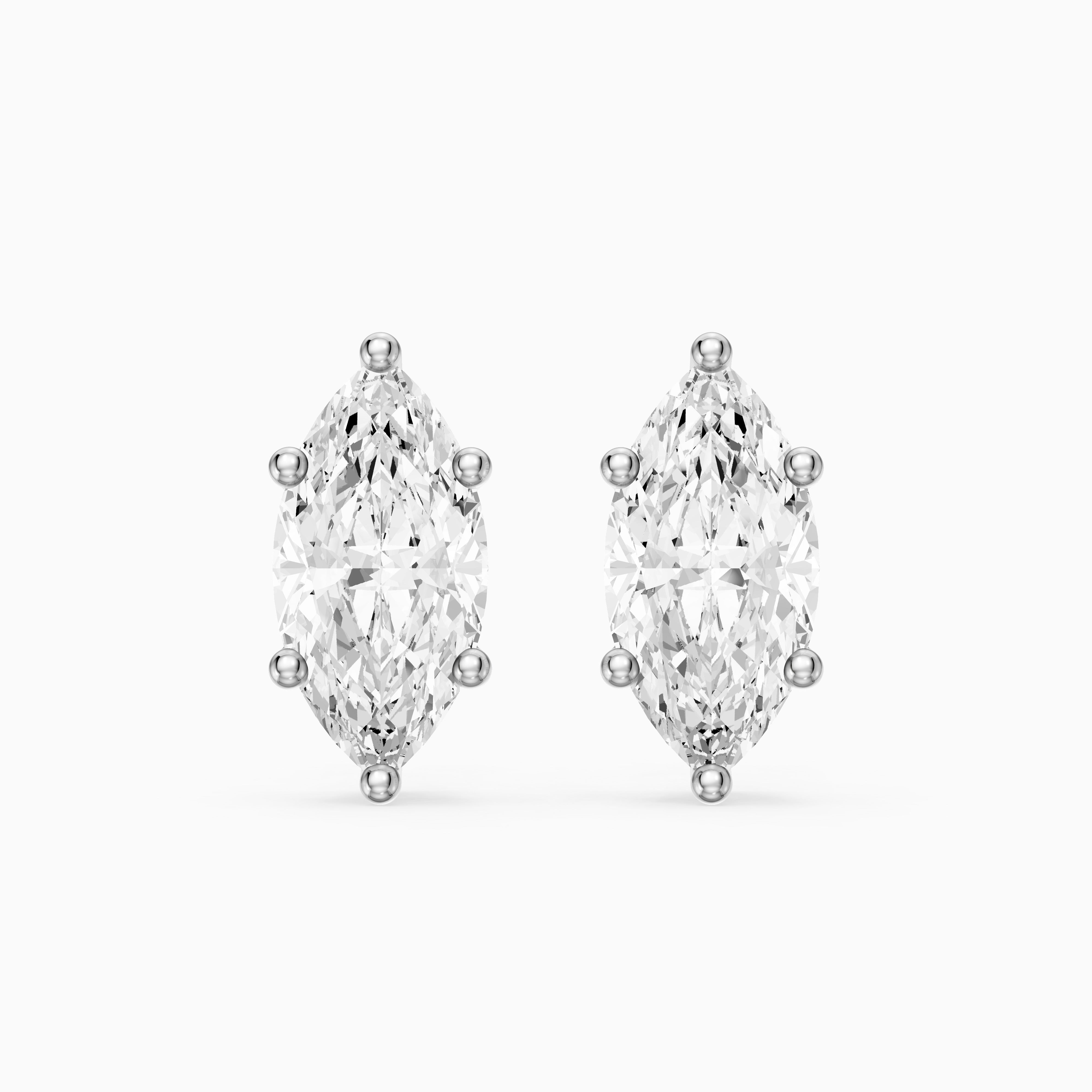 Belen Marquise Cut Lab Grown Diamond Basket Set Stud Earrings