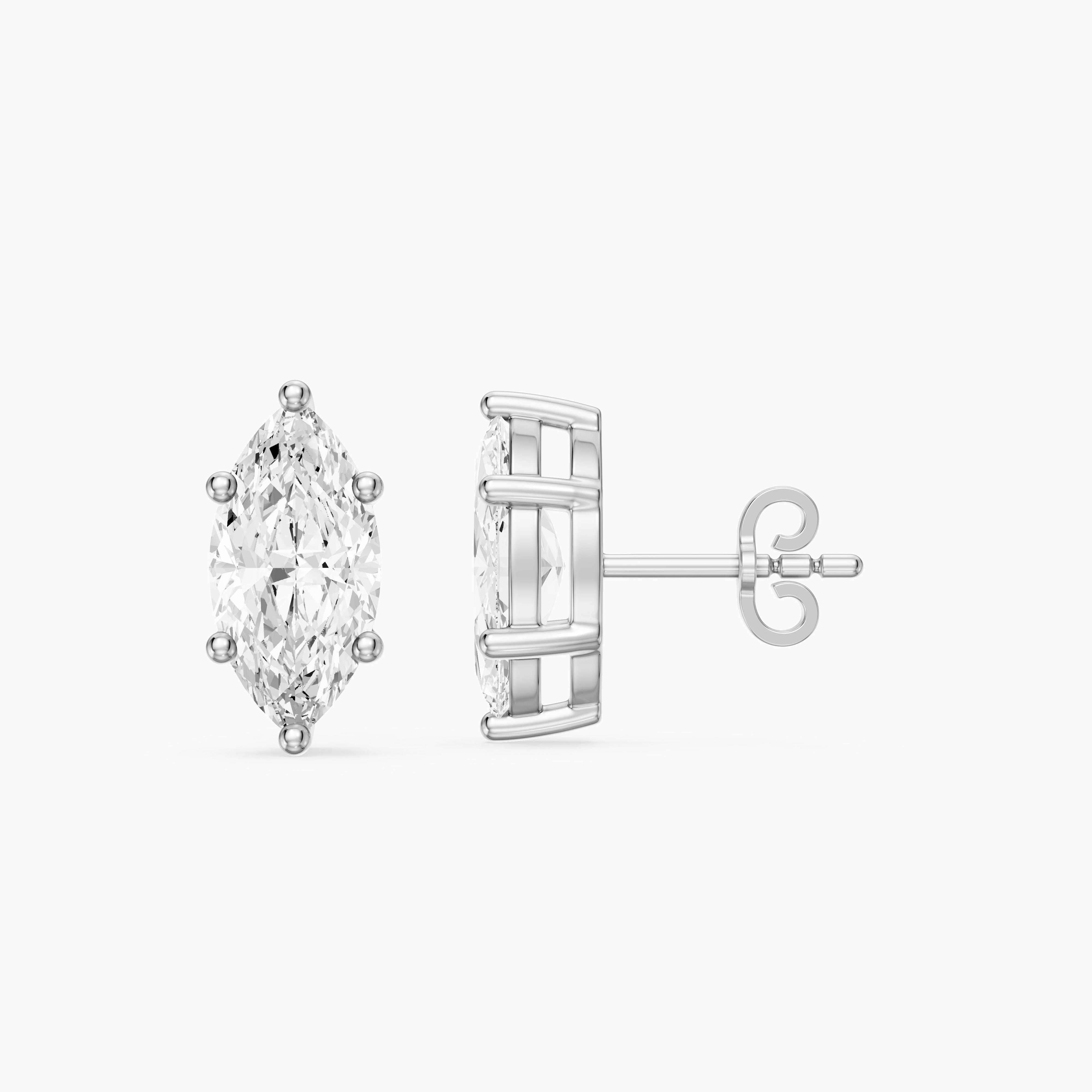 Belen Marquise Cut Lab Grown Diamond Basket Set Stud Earrings