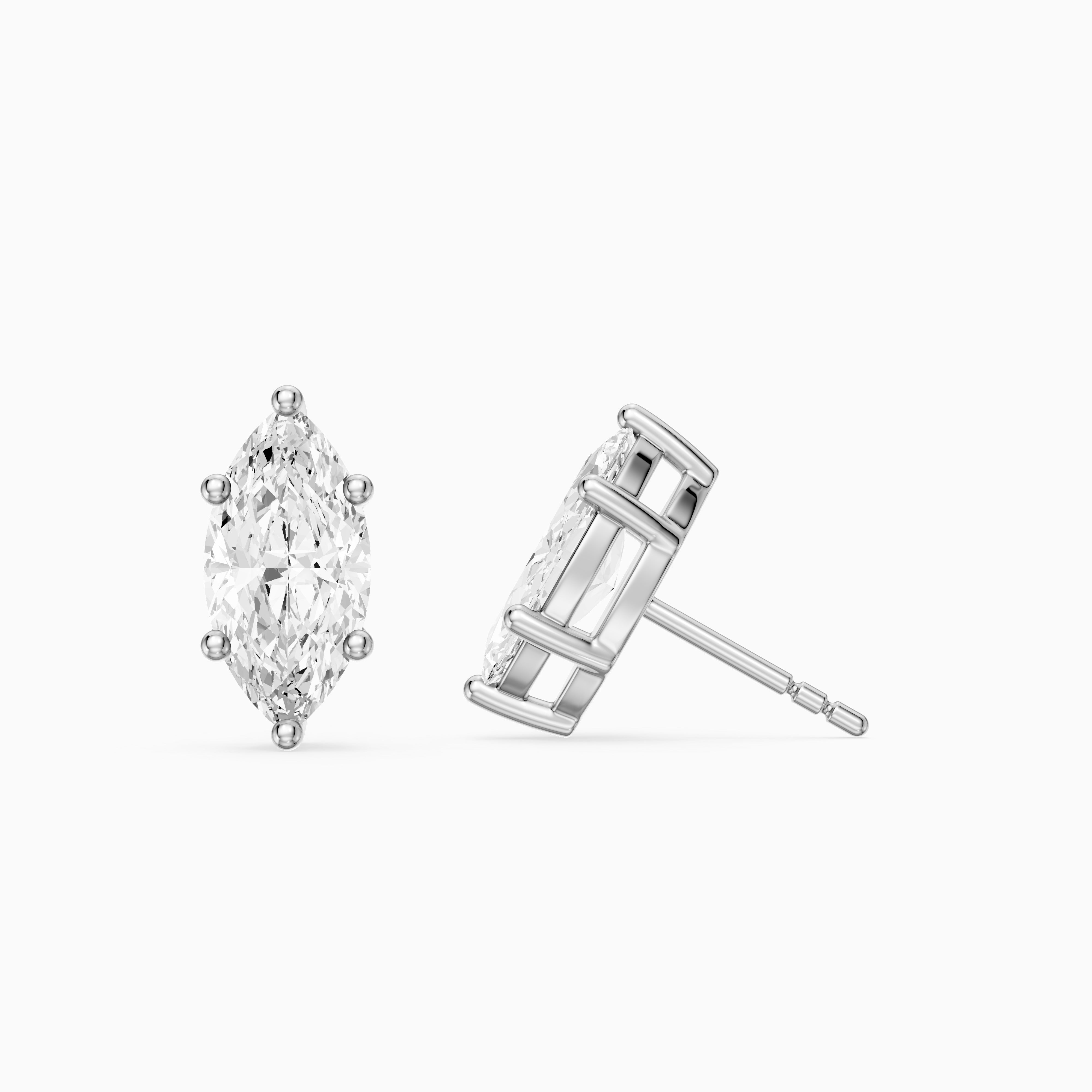 Belen Marquise Cut Lab Grown Diamond Basket Set Stud Earrings
