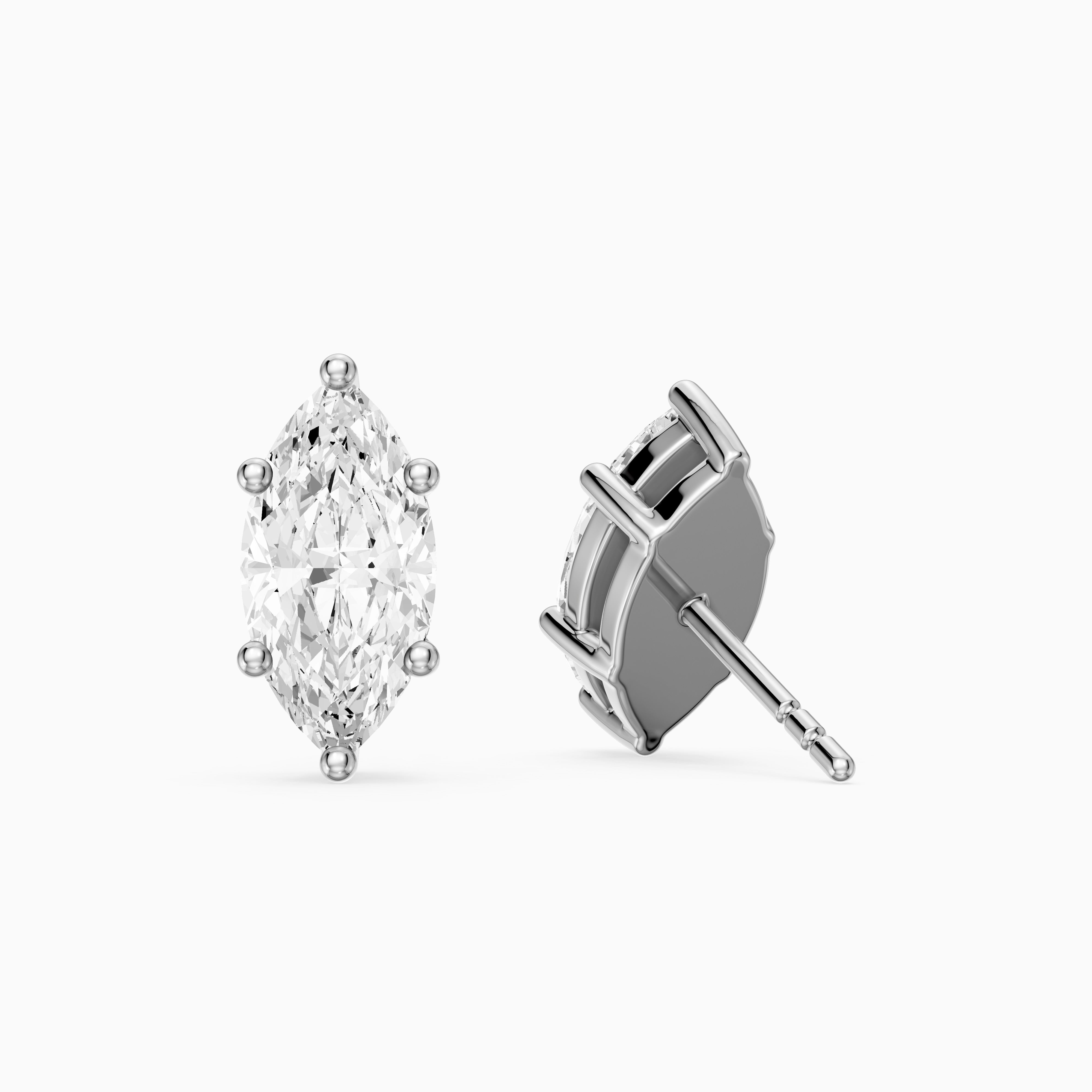 Belen Marquise Cut Lab Grown Diamond Basket Set Stud Earrings