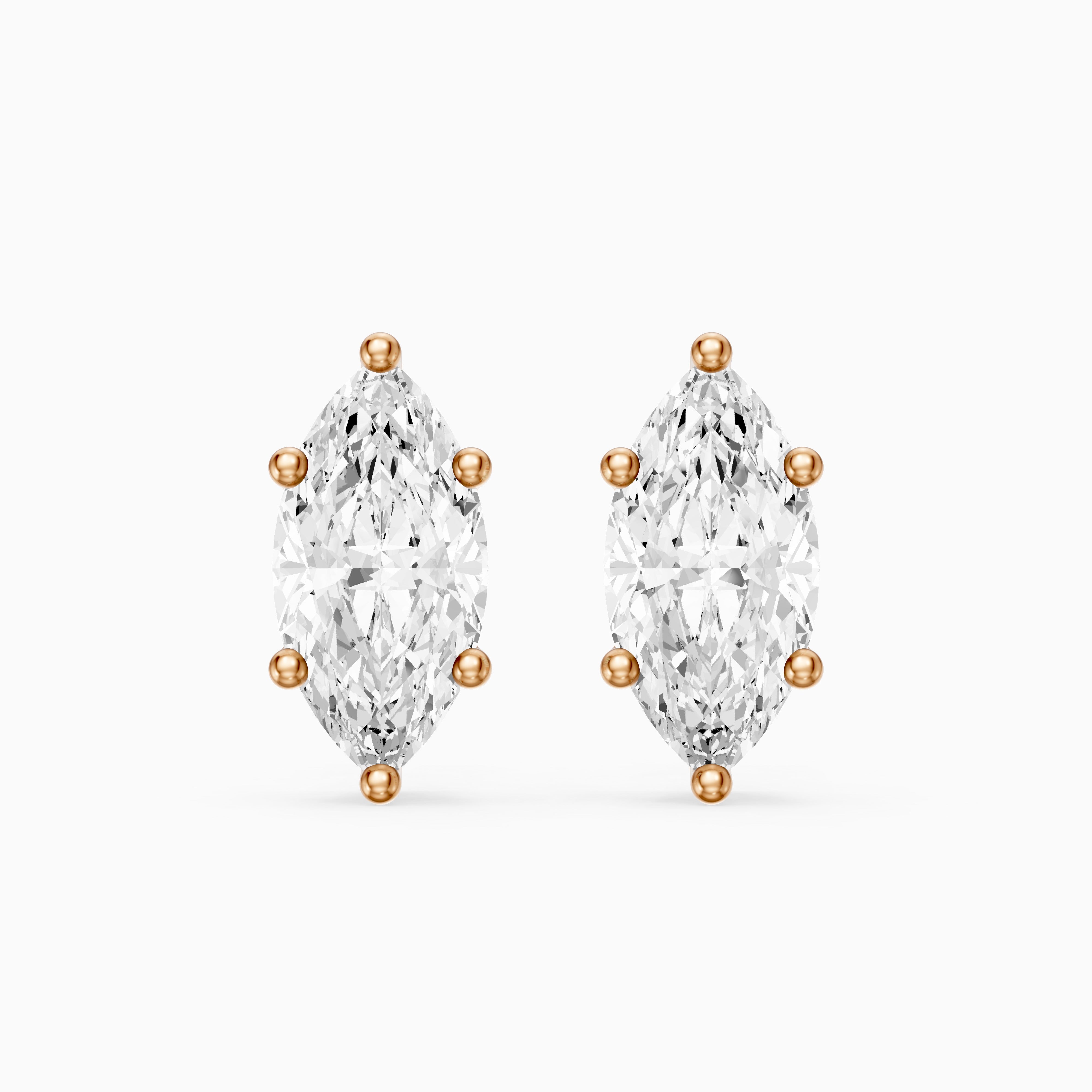 Belen Marquise Cut Lab Grown Diamond Basket Set Stud Earrings