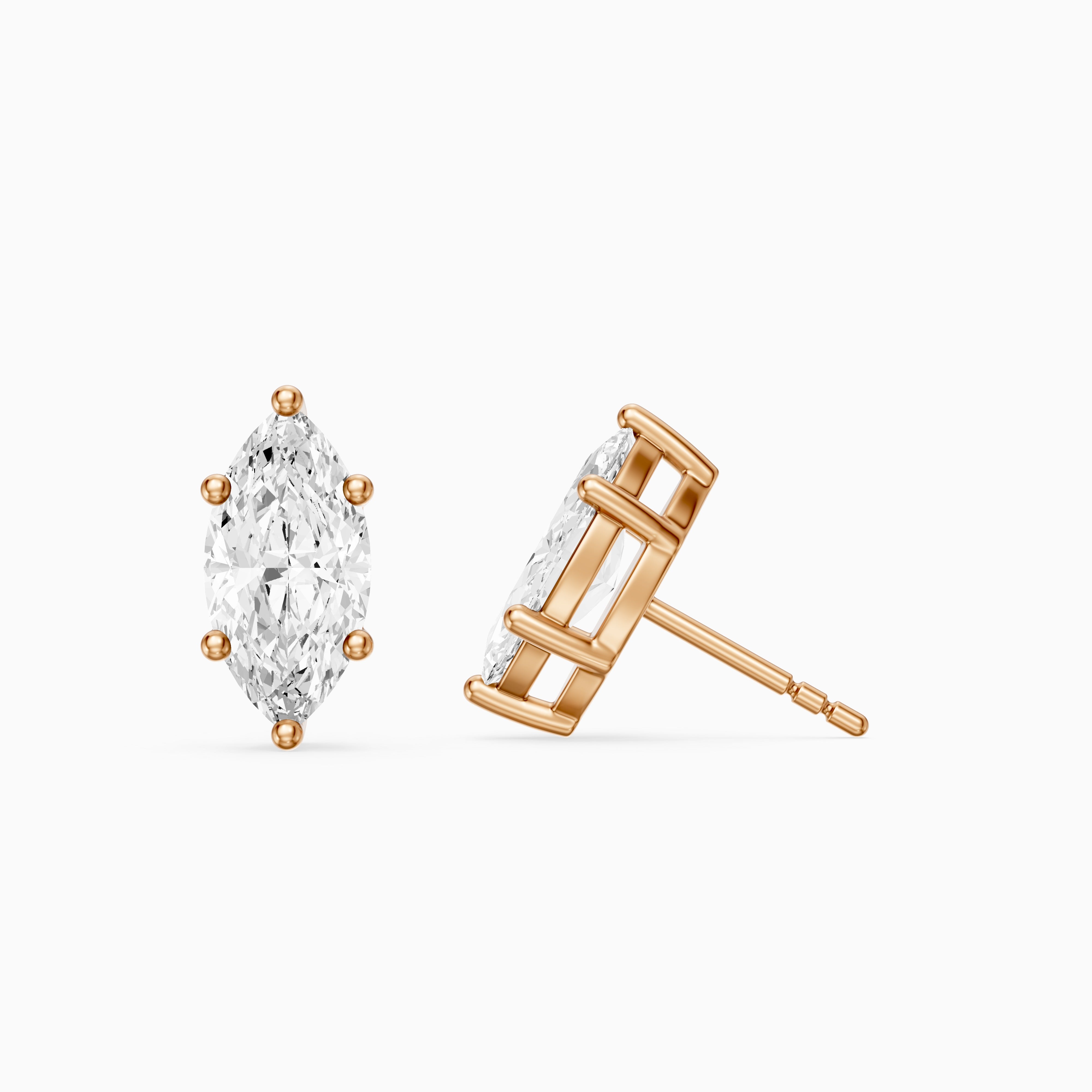 Belen Marquise Cut Lab Grown Diamond Basket Set Stud Earrings