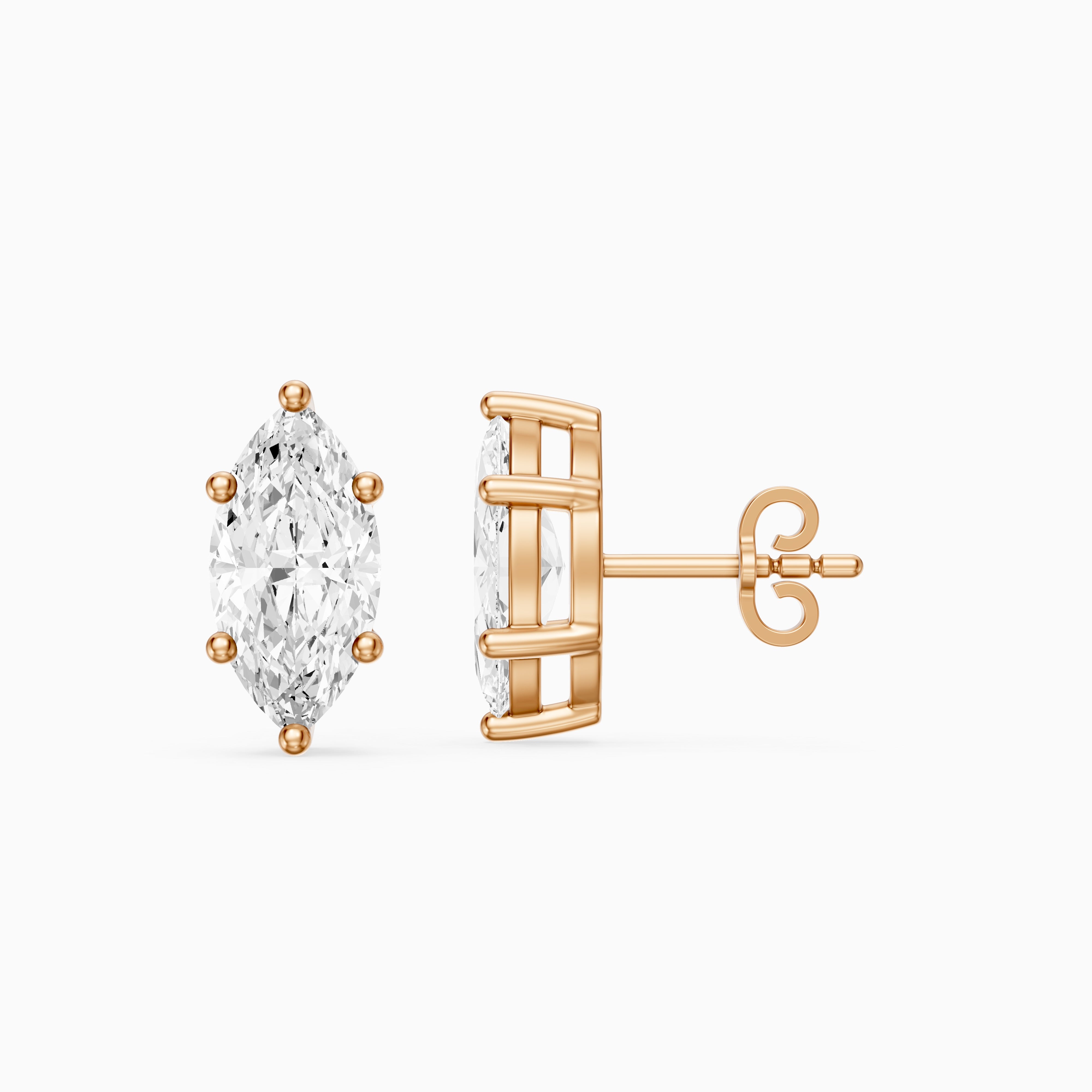 Belen Marquise Cut Lab Grown Diamond Basket Set Stud Earrings