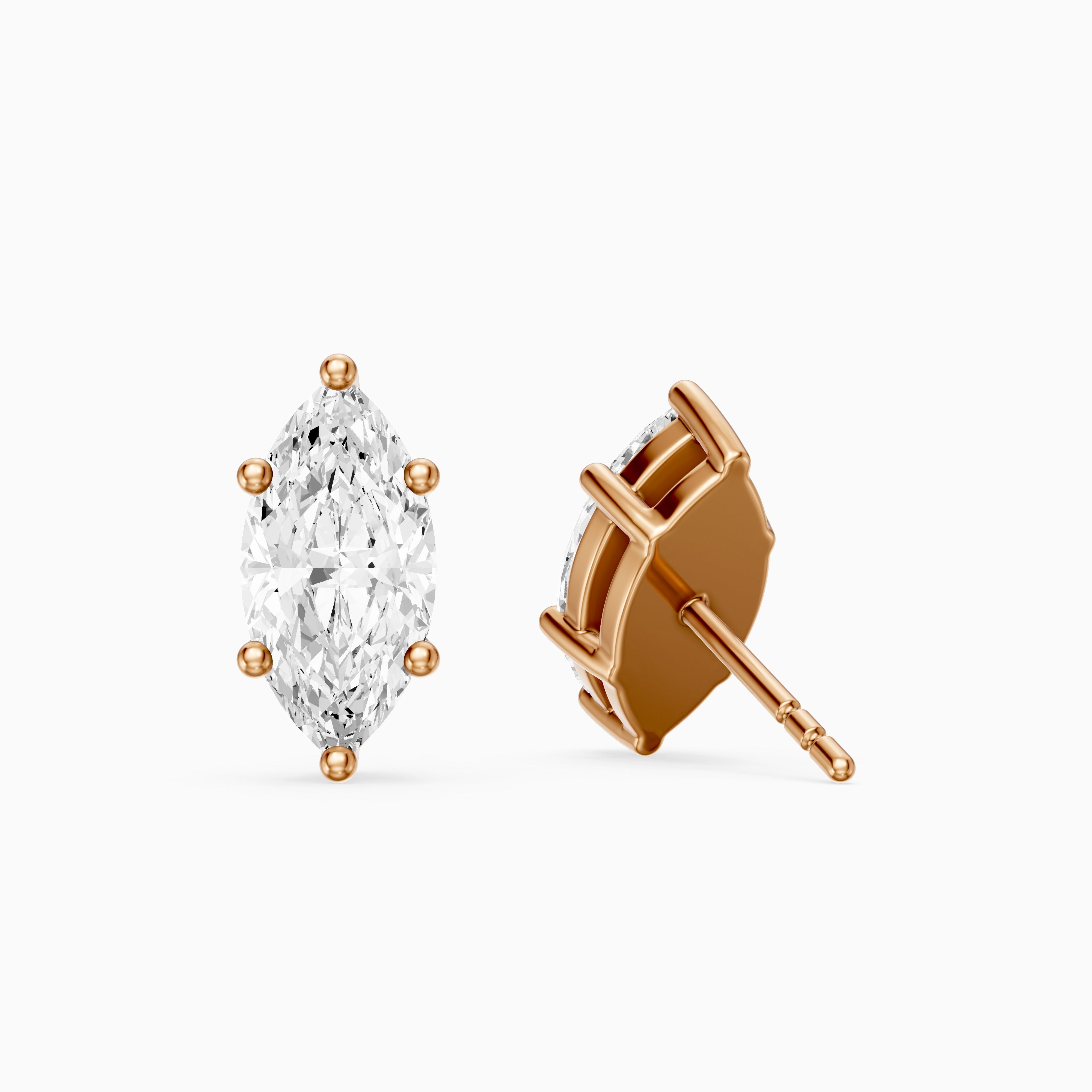 Belen Marquise Cut Lab Grown Diamond Basket Set Stud Earrings