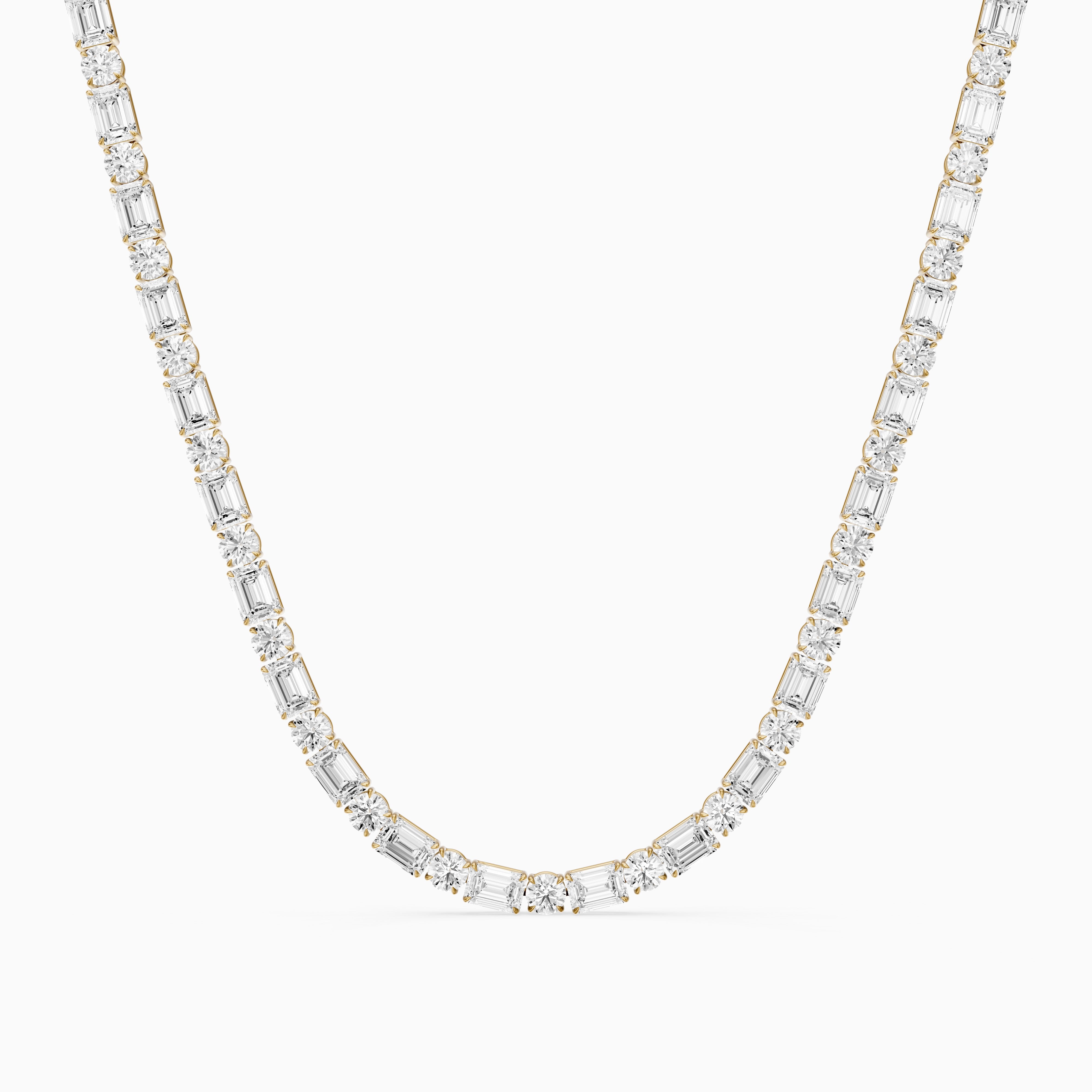 Savannah Emerald and Round Cut Lab Grown Diamond Tennis Necklace