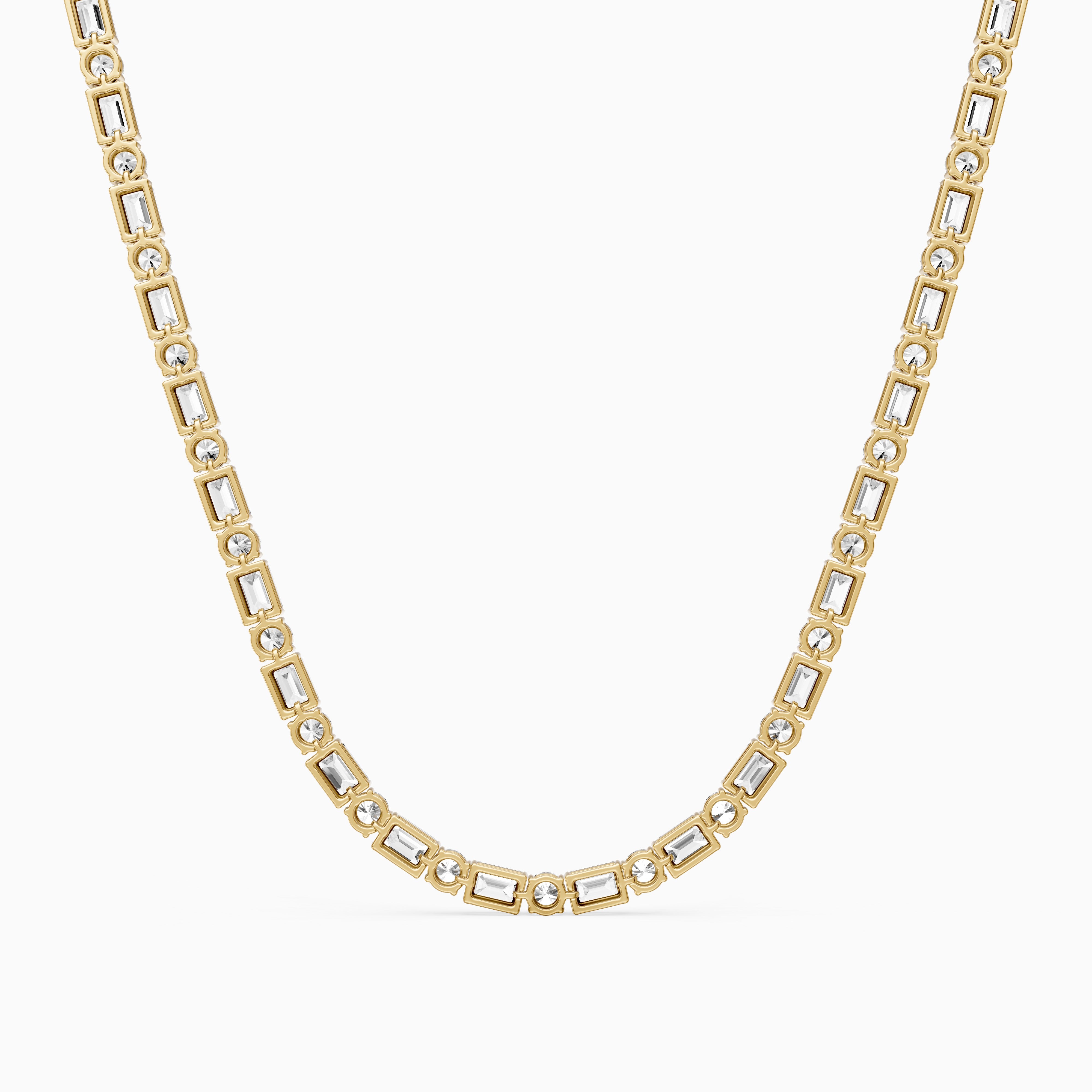Savannah Emerald and Round Cut Lab Grown Diamond Tennis Necklace