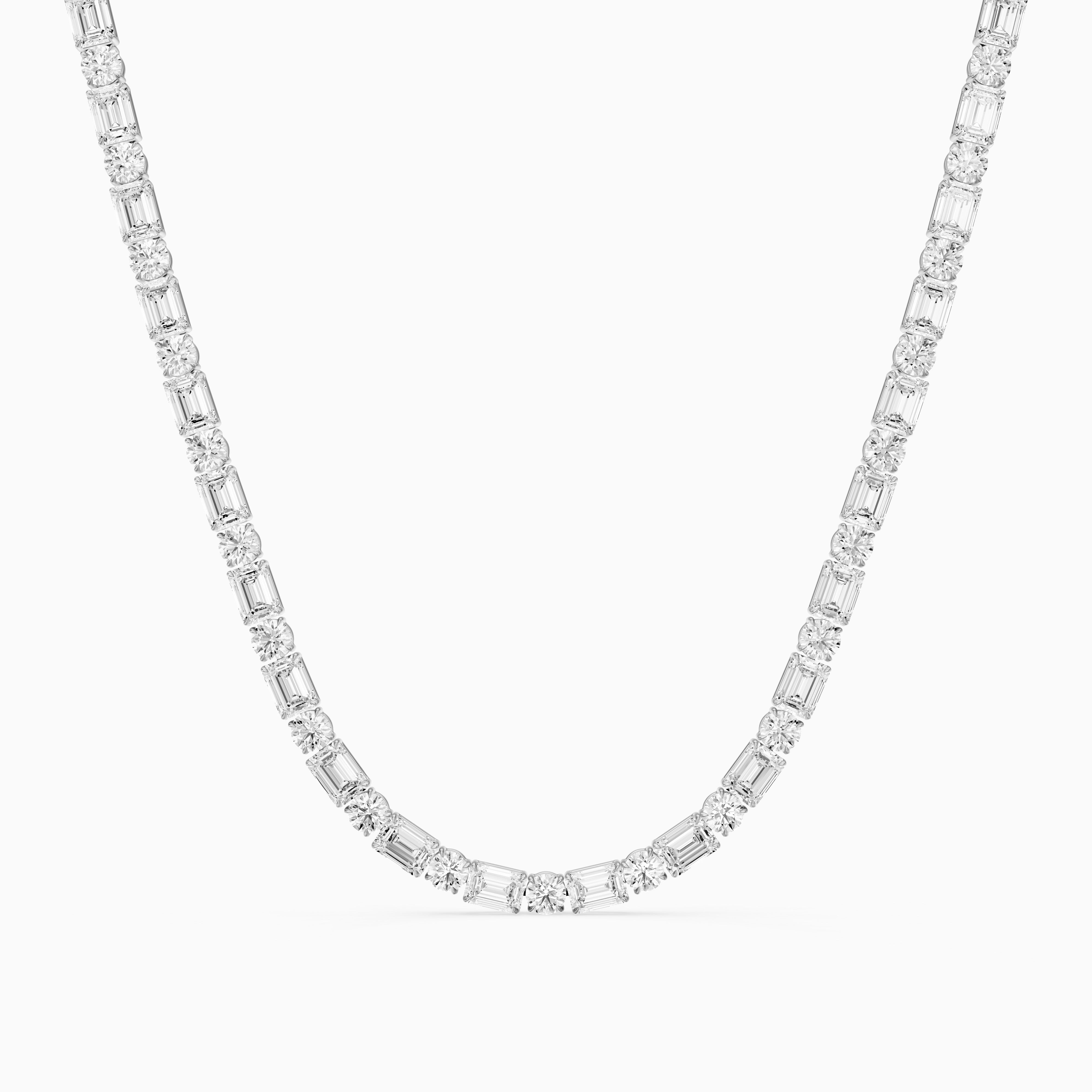 Savannah Emerald and Round Cut Lab Grown Diamond Tennis Necklace