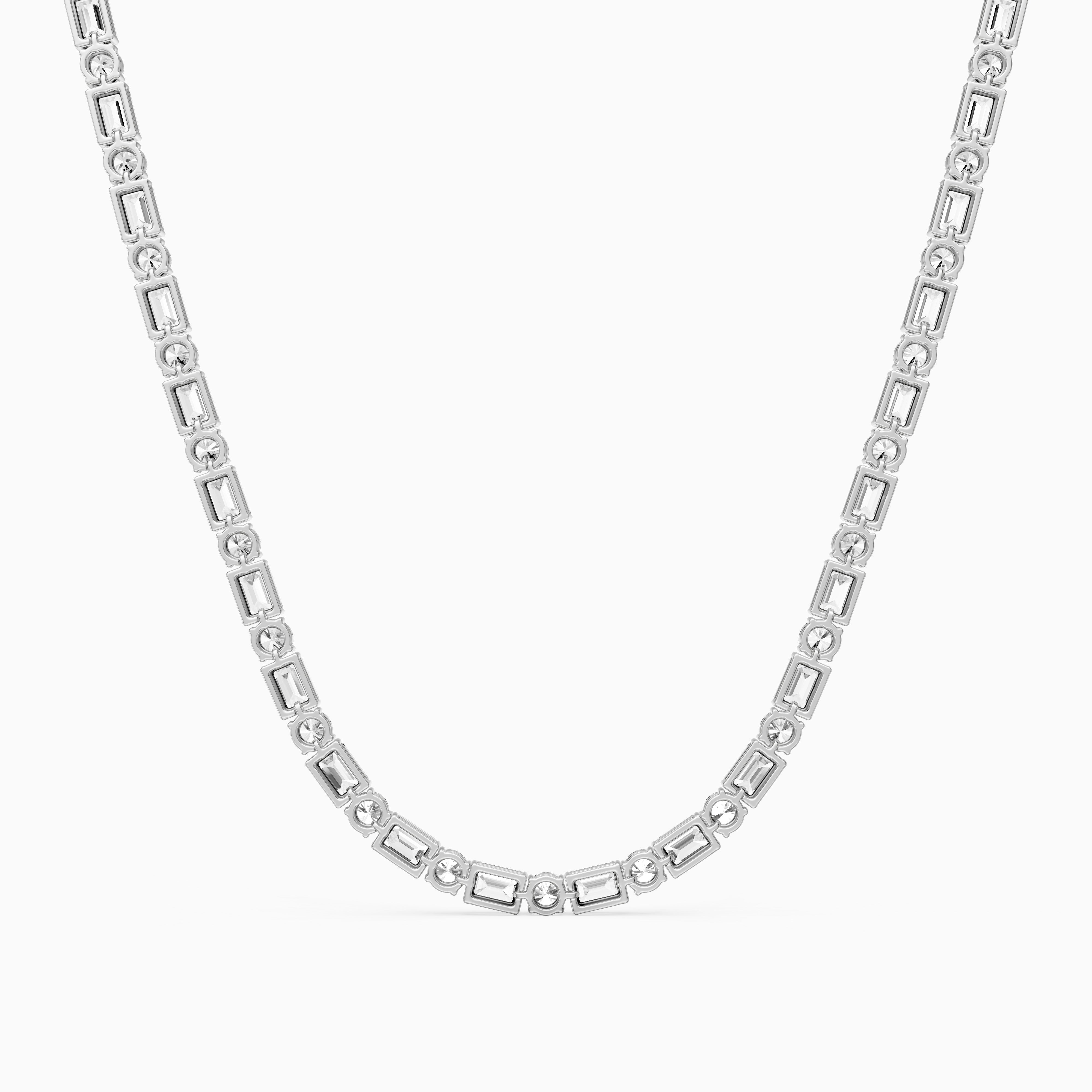 Savannah Emerald and Round Cut Lab Grown Diamond Tennis Necklace
