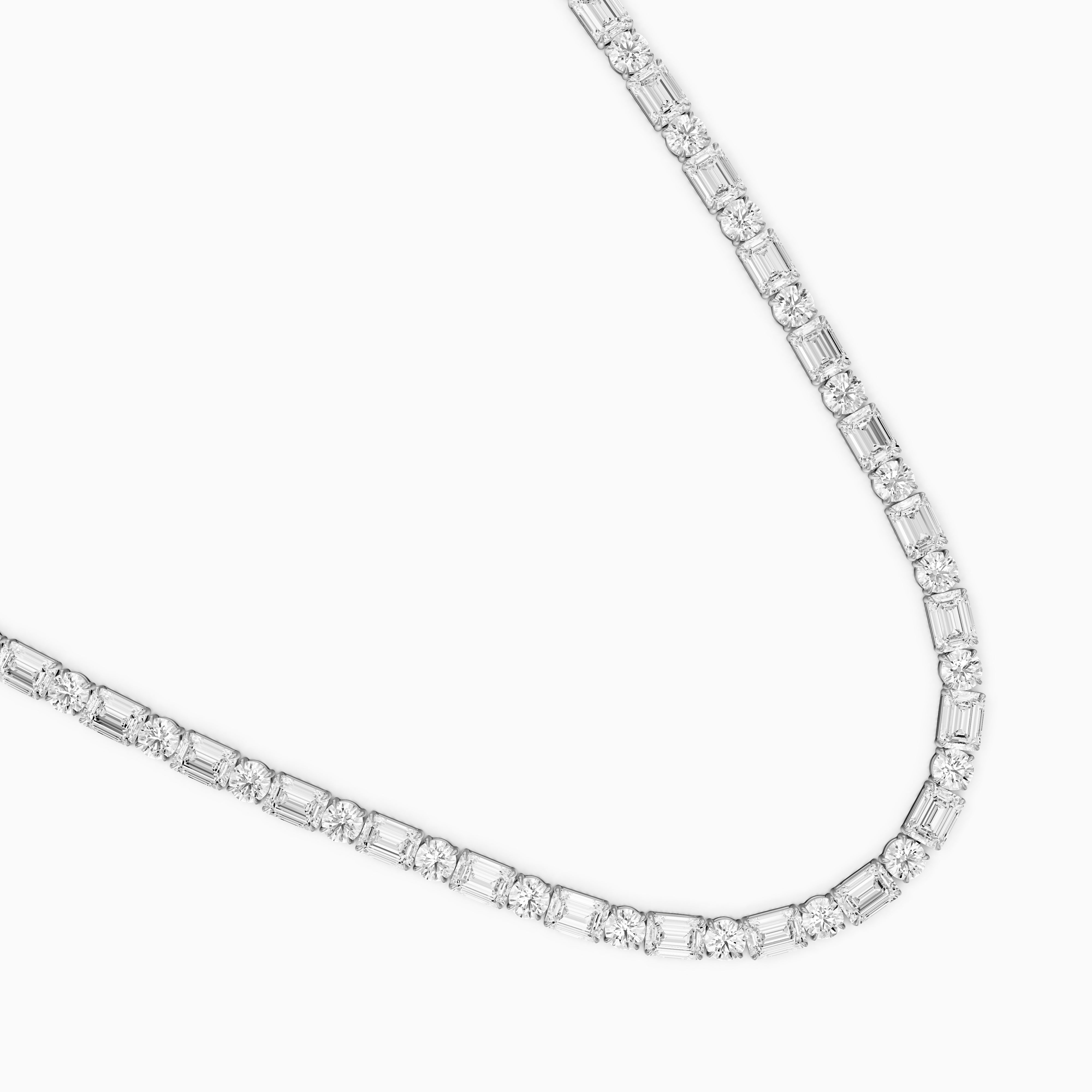 Savannah Emerald and Round Cut Lab Grown Diamond Tennis Necklace