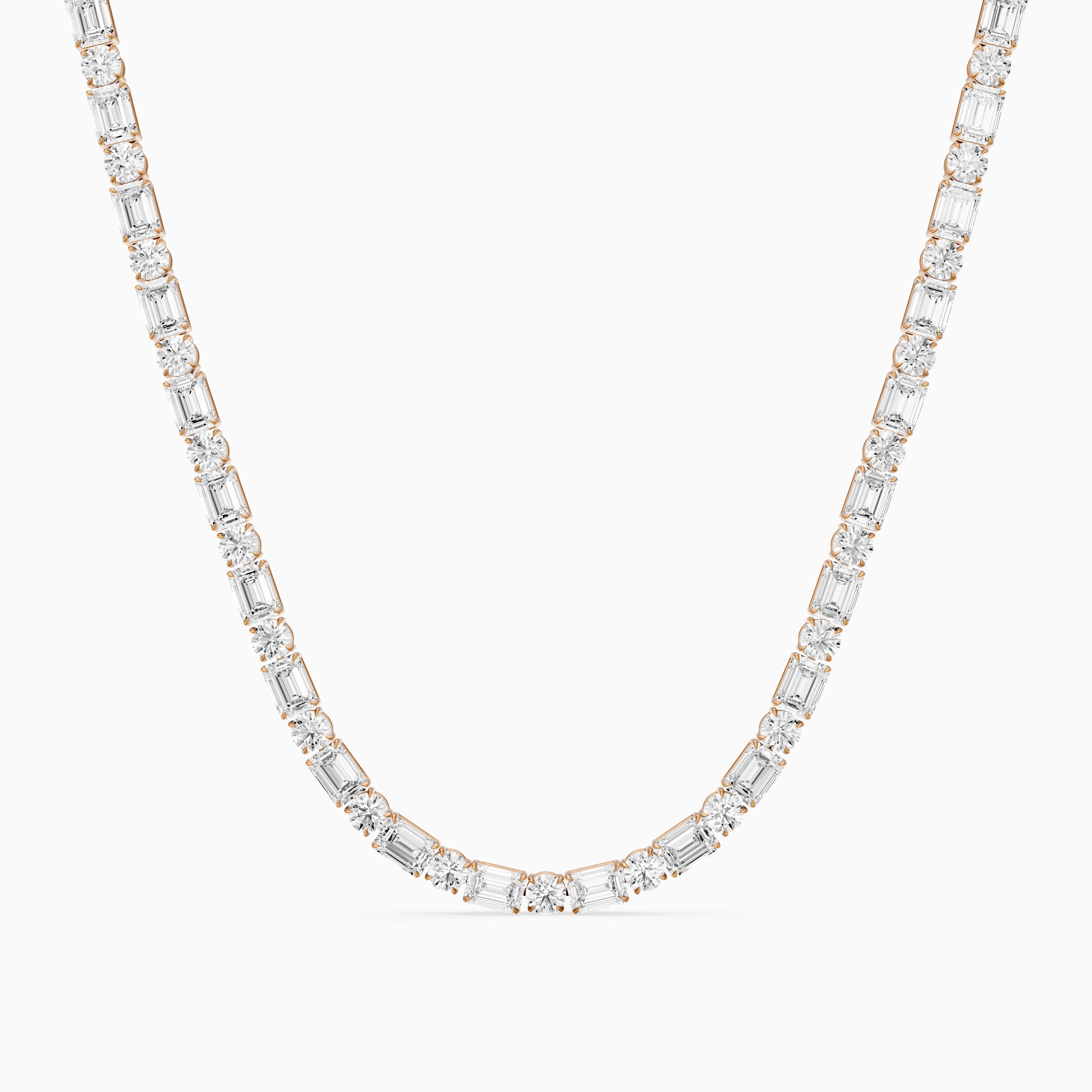 Savannah Emerald and Round Cut Lab Grown Diamond Tennis Necklace
