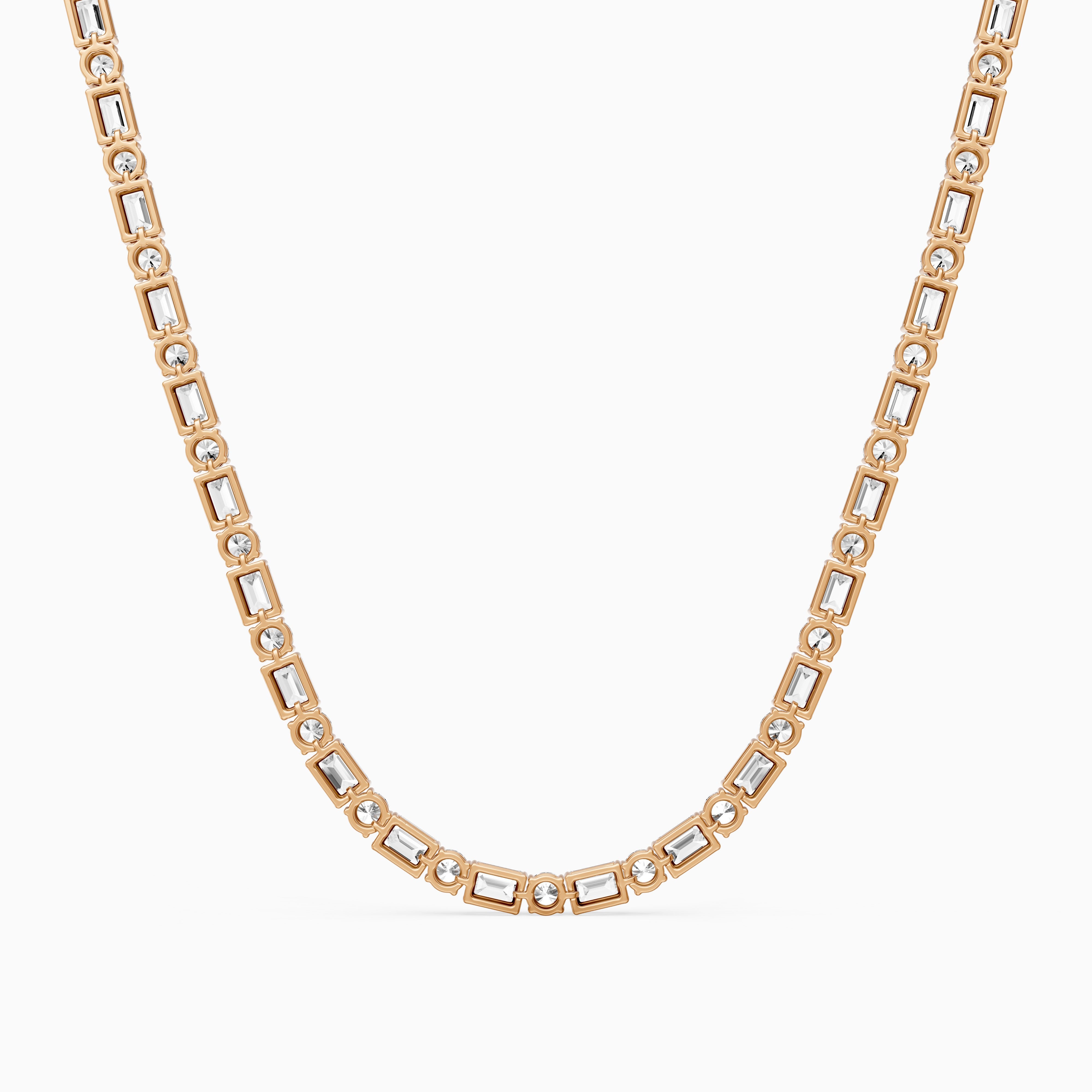 Savannah Emerald and Round Cut Lab Grown Diamond Tennis Necklace