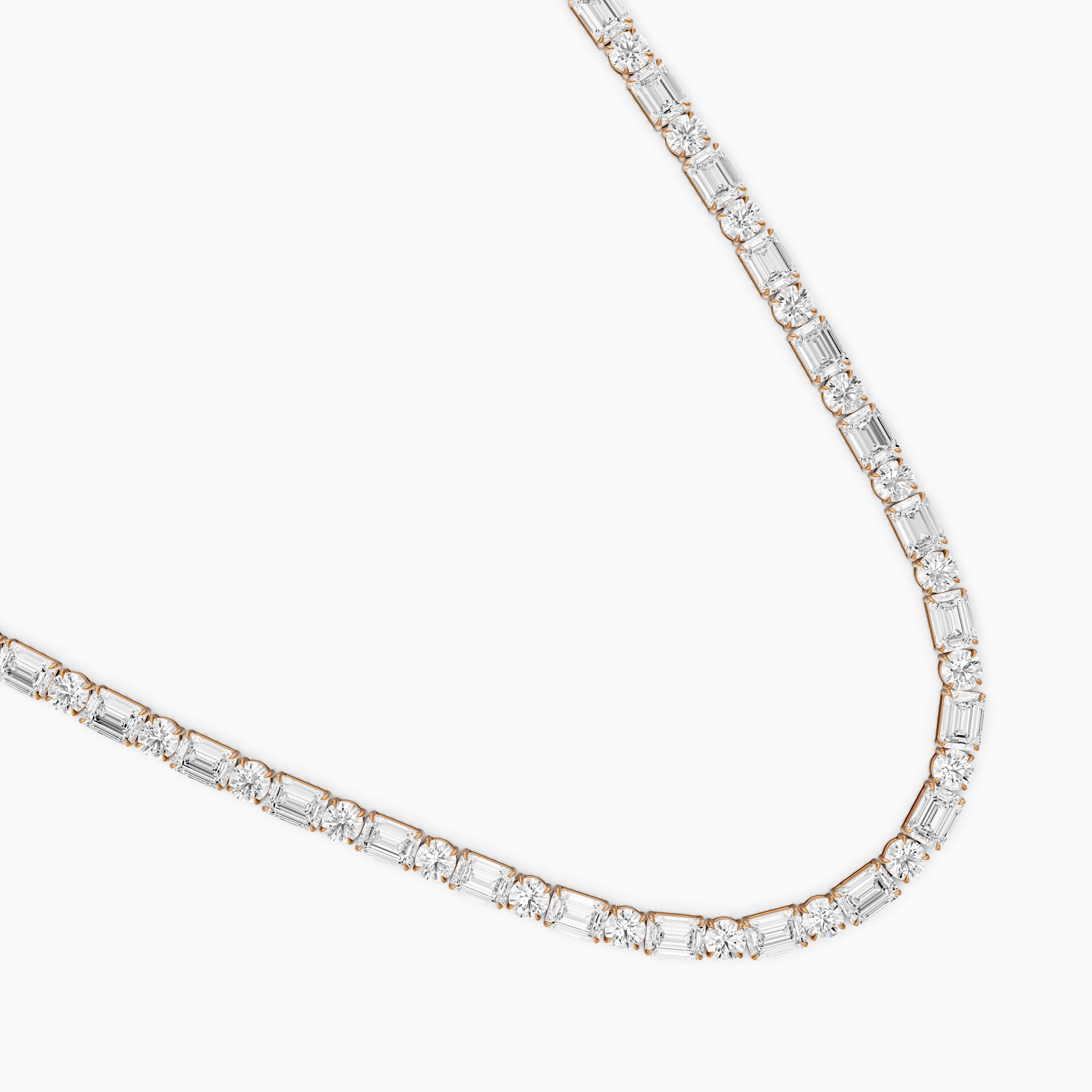 Savannah Emerald and Round Cut Lab Grown Diamond Tennis Necklace