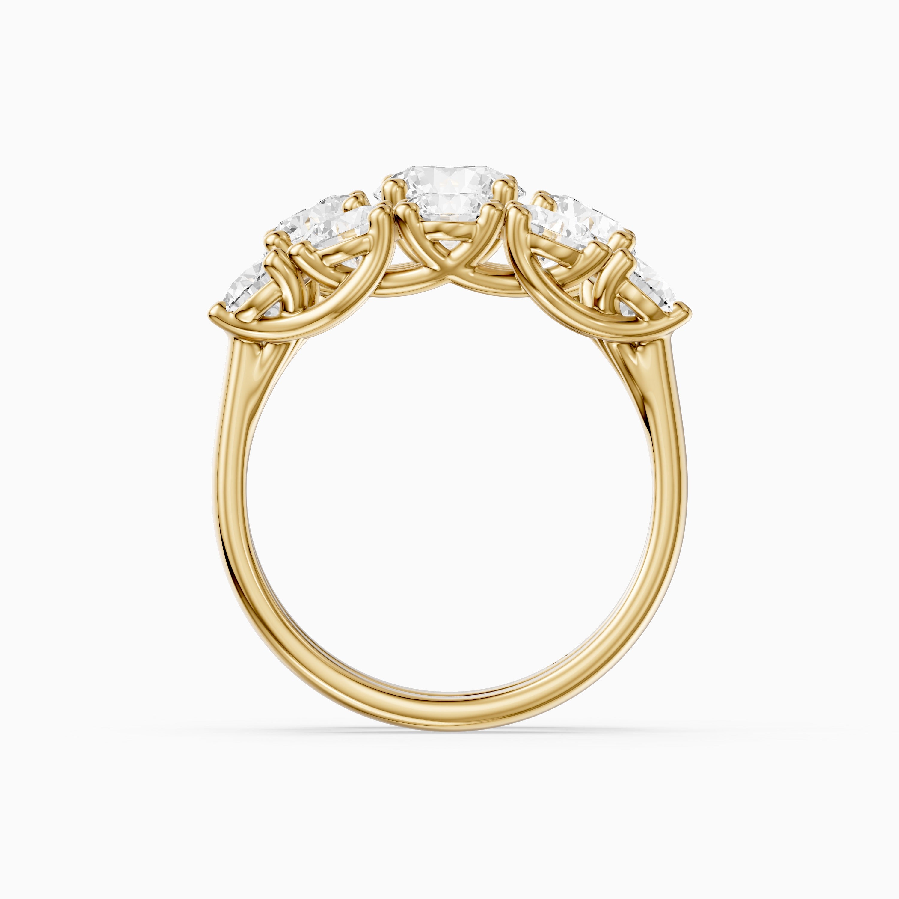 Eloa Three Stone Round Lab Grown Diamond Cluster Ring Guard Bridal Set