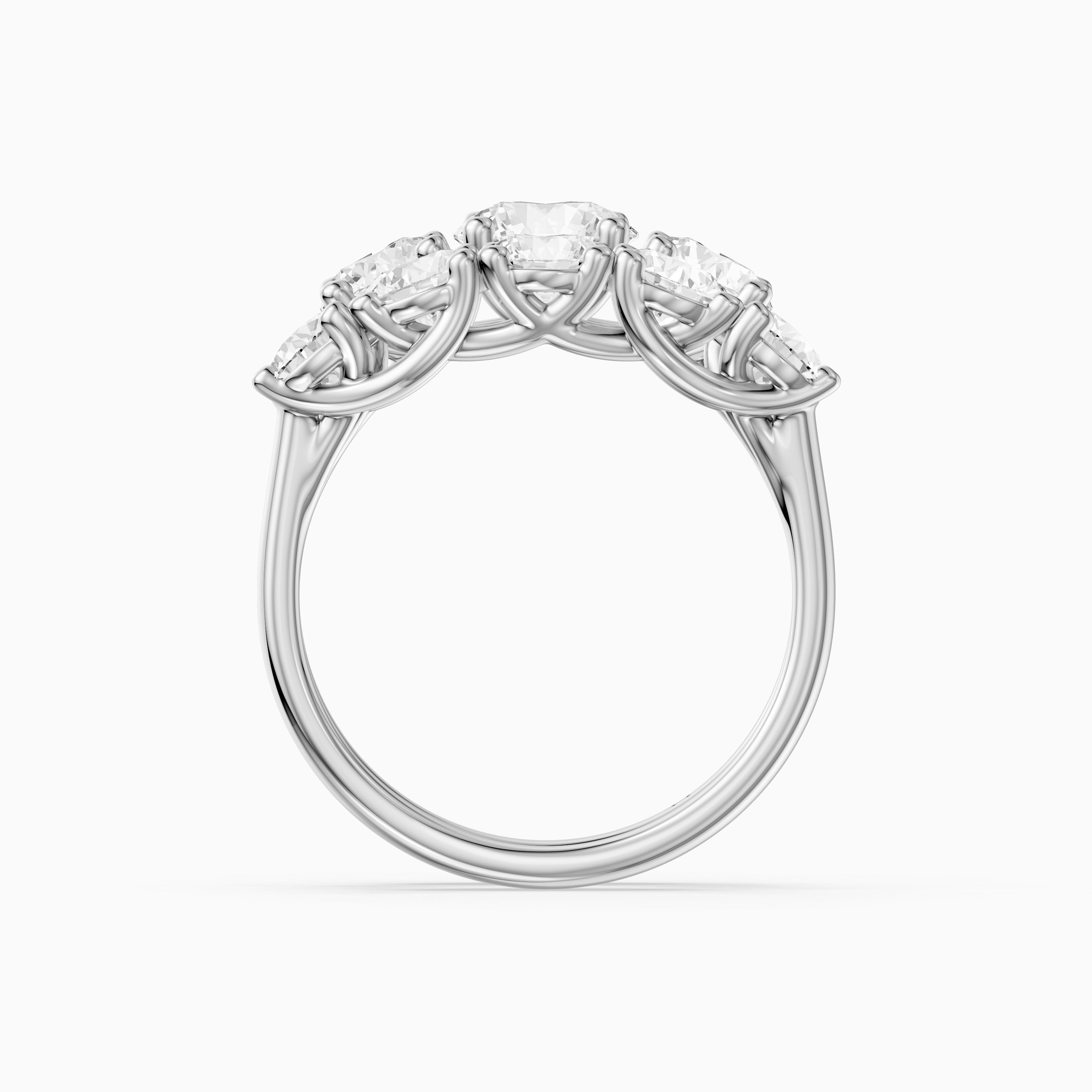 Eloa Three Stone Round Lab Grown Diamond Cluster Ring Guard Bridal Set
