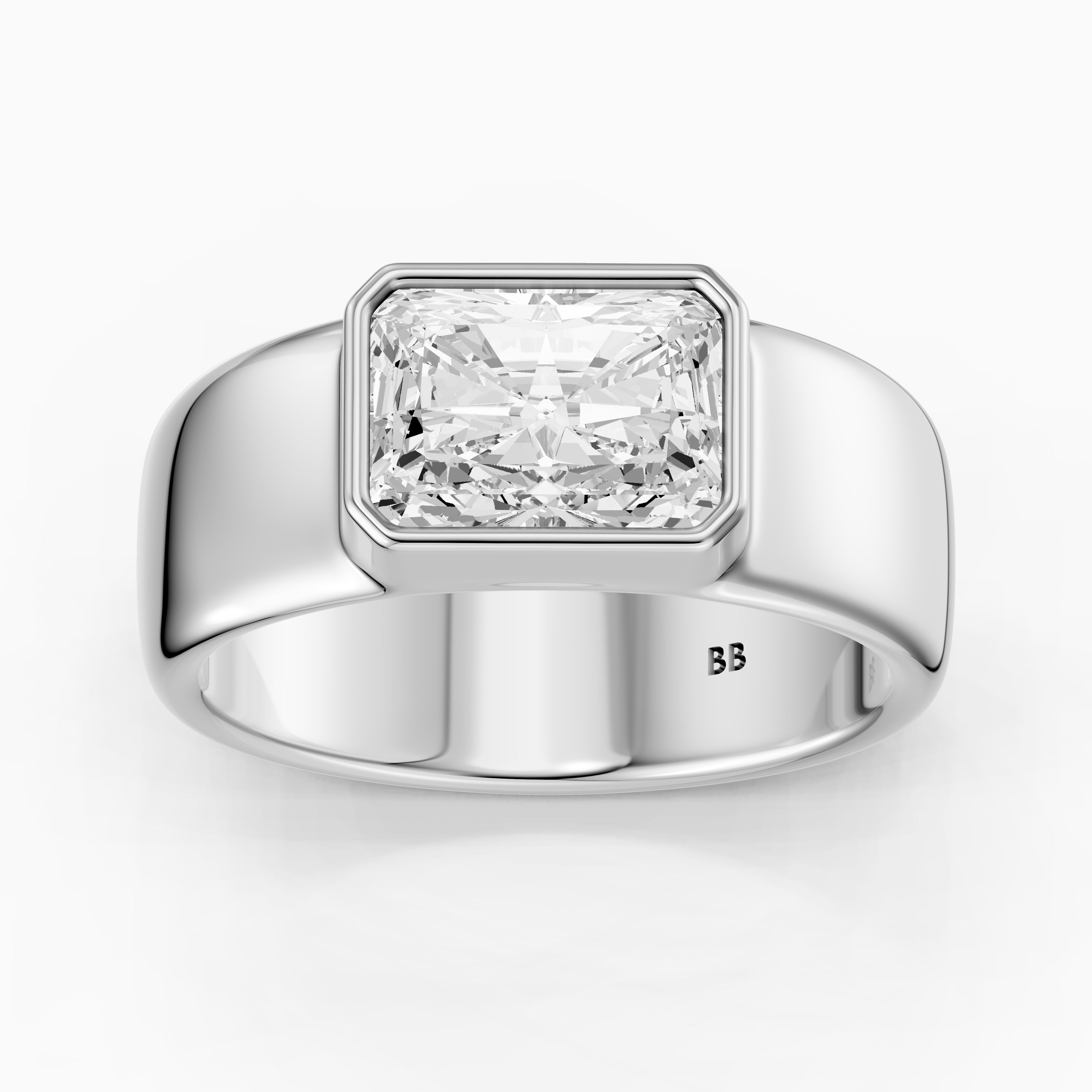 Bristol Radiant Cut Lab Grown Diamond Bezel Set Wide Cigar Band