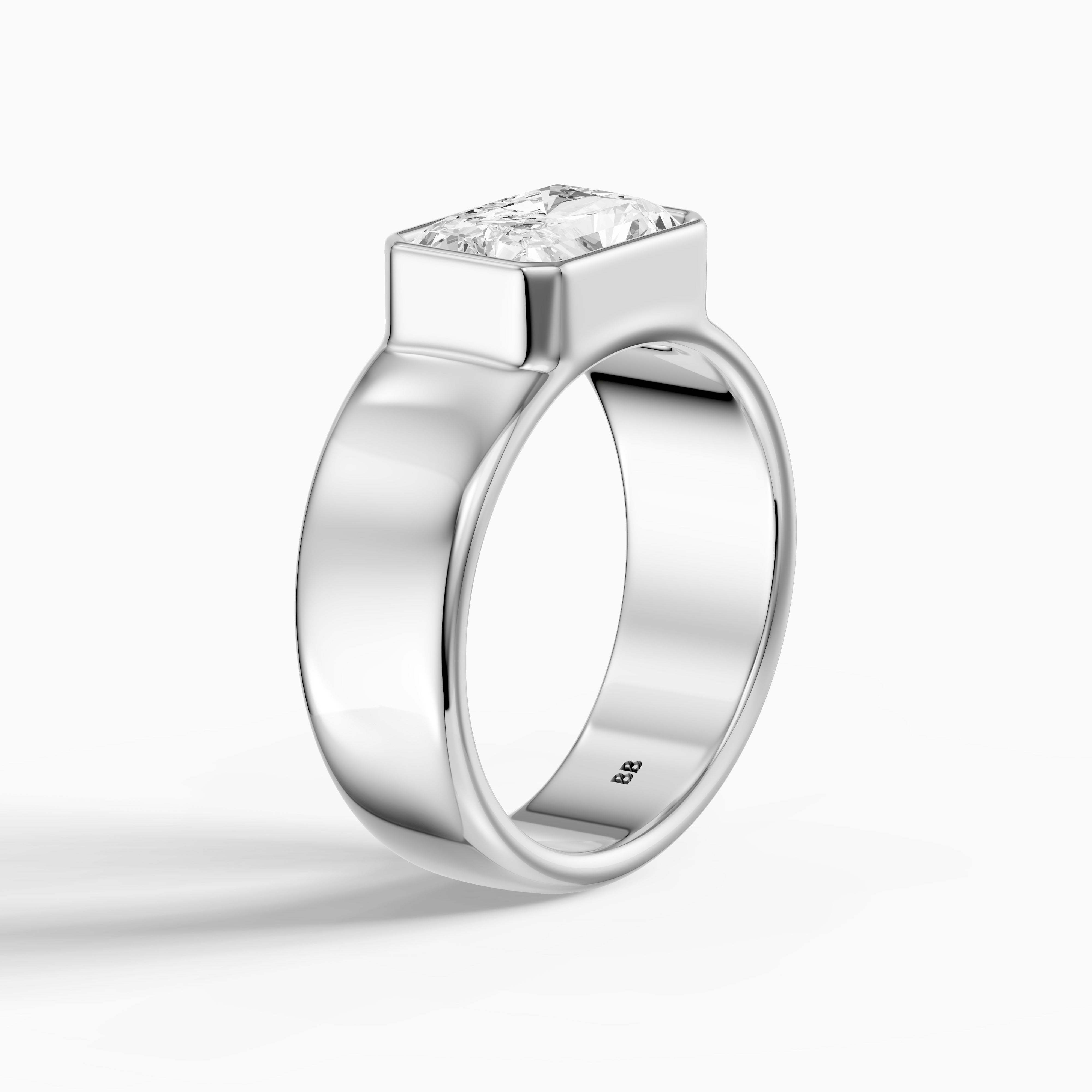 Bristol Radiant Cut Lab Grown Diamond Bezel Set Wide Cigar Band