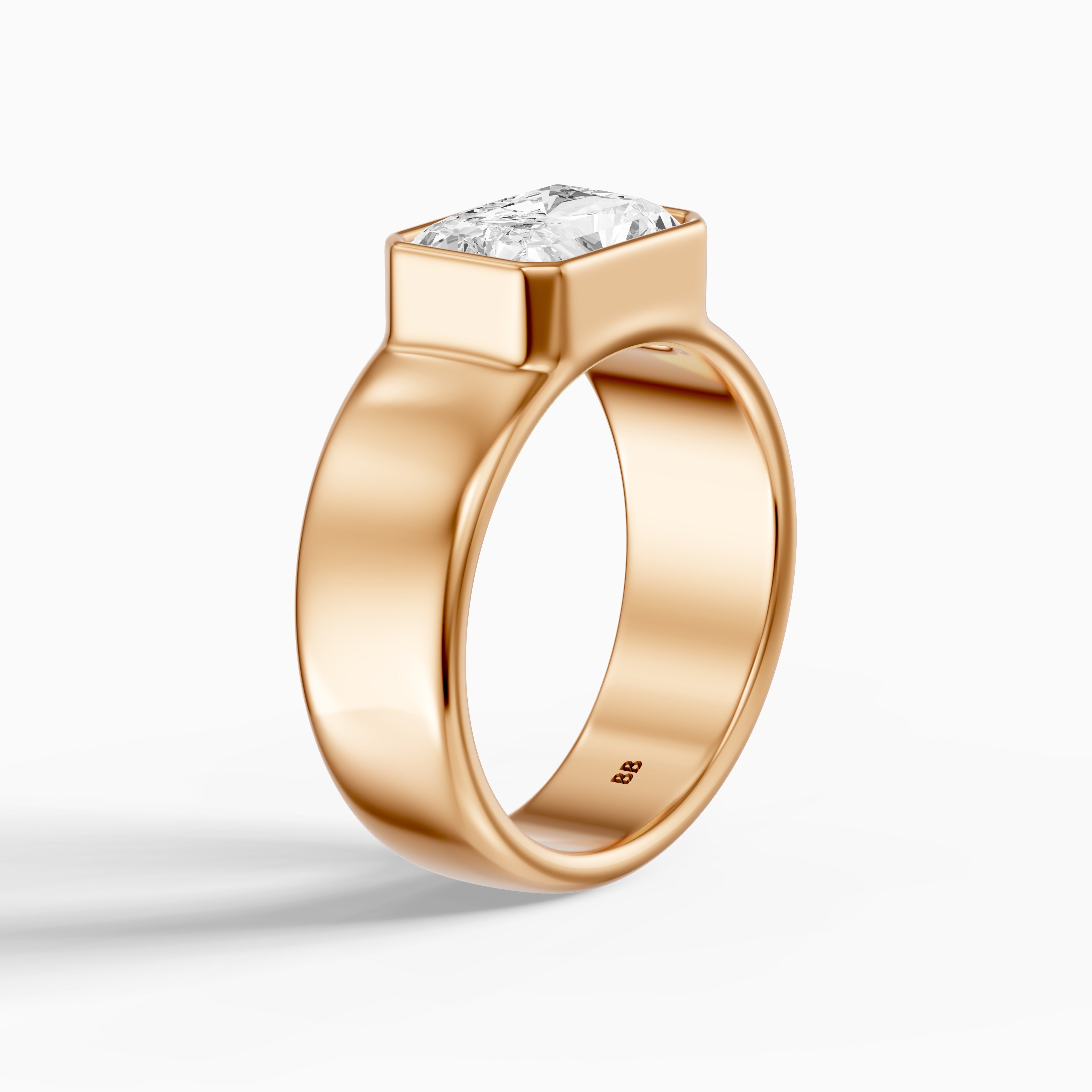 Bristol Radiant Cut Lab Grown Diamond Bezel Set Wide Cigar Band