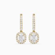 Fianna Elongated Cushion Cut Lab Grown Diamond Halo Drop Earrings