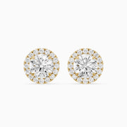 Teresa Round Cut Lab Grown Diamond Halo Stud Earrings