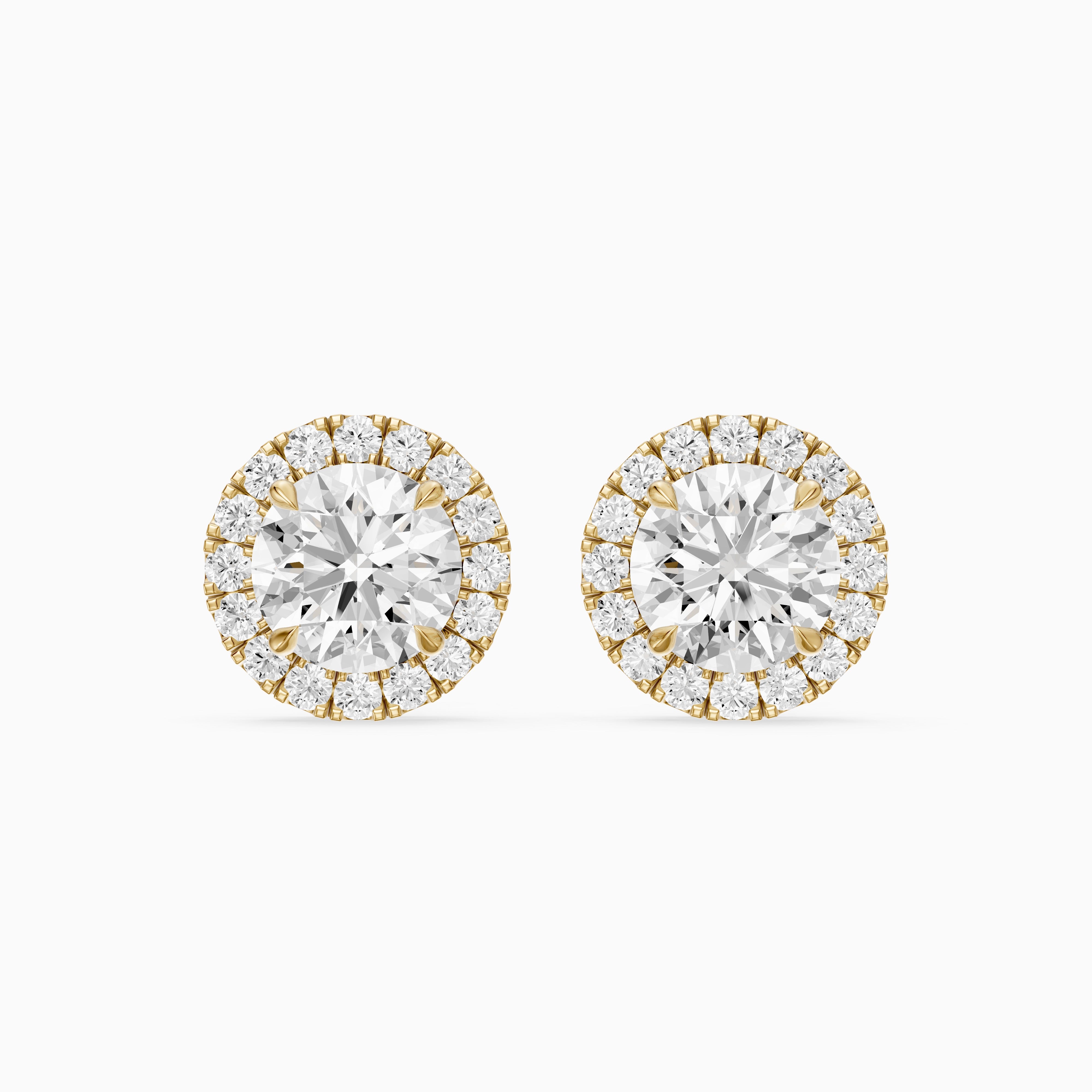 Teresa Round Cut Lab Grown Diamond Halo Stud Earrings