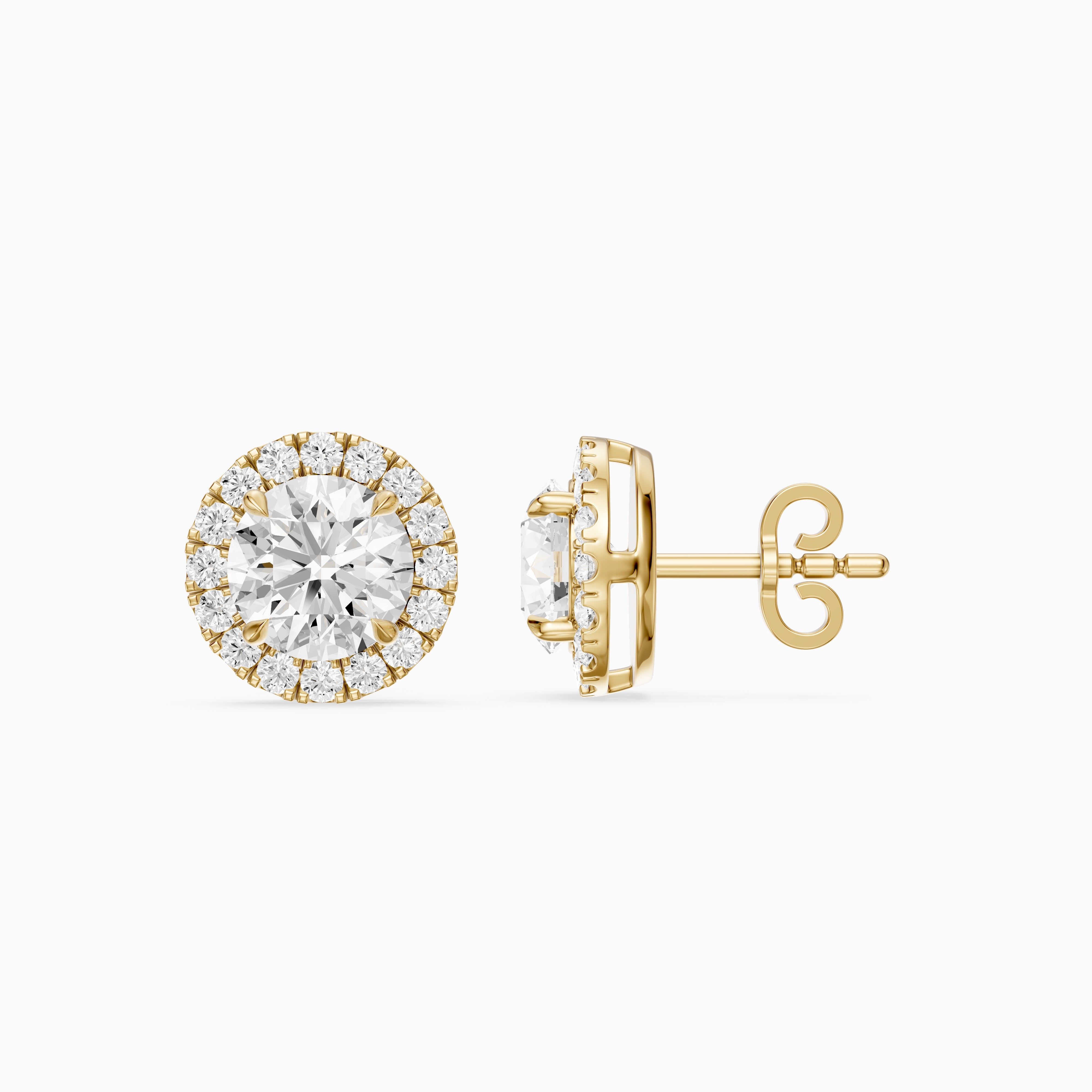 Teresa Round Cut Lab Grown Diamond Halo Stud Earrings
