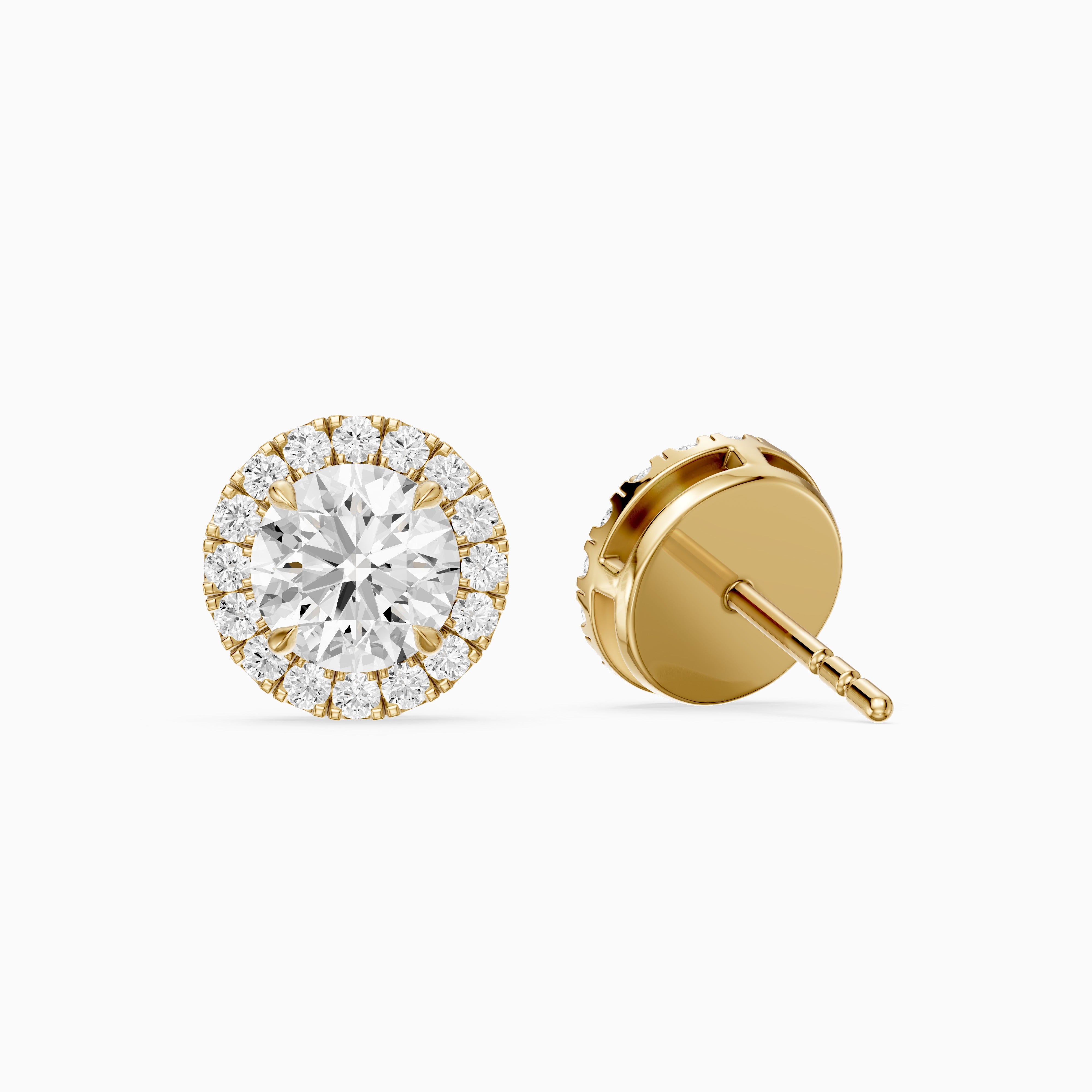 Teresa Round Cut Lab Grown Diamond Halo Stud Earrings