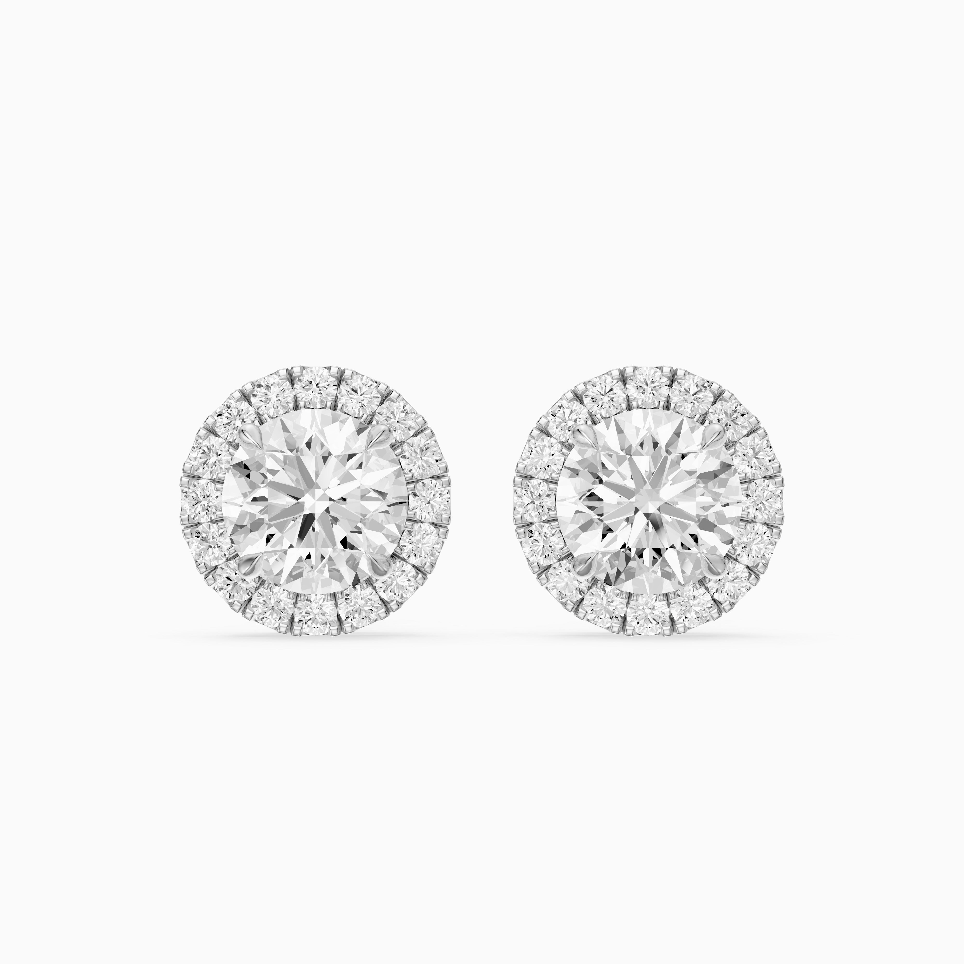 Teresa Round Cut Lab Grown Diamond Halo Stud Earrings