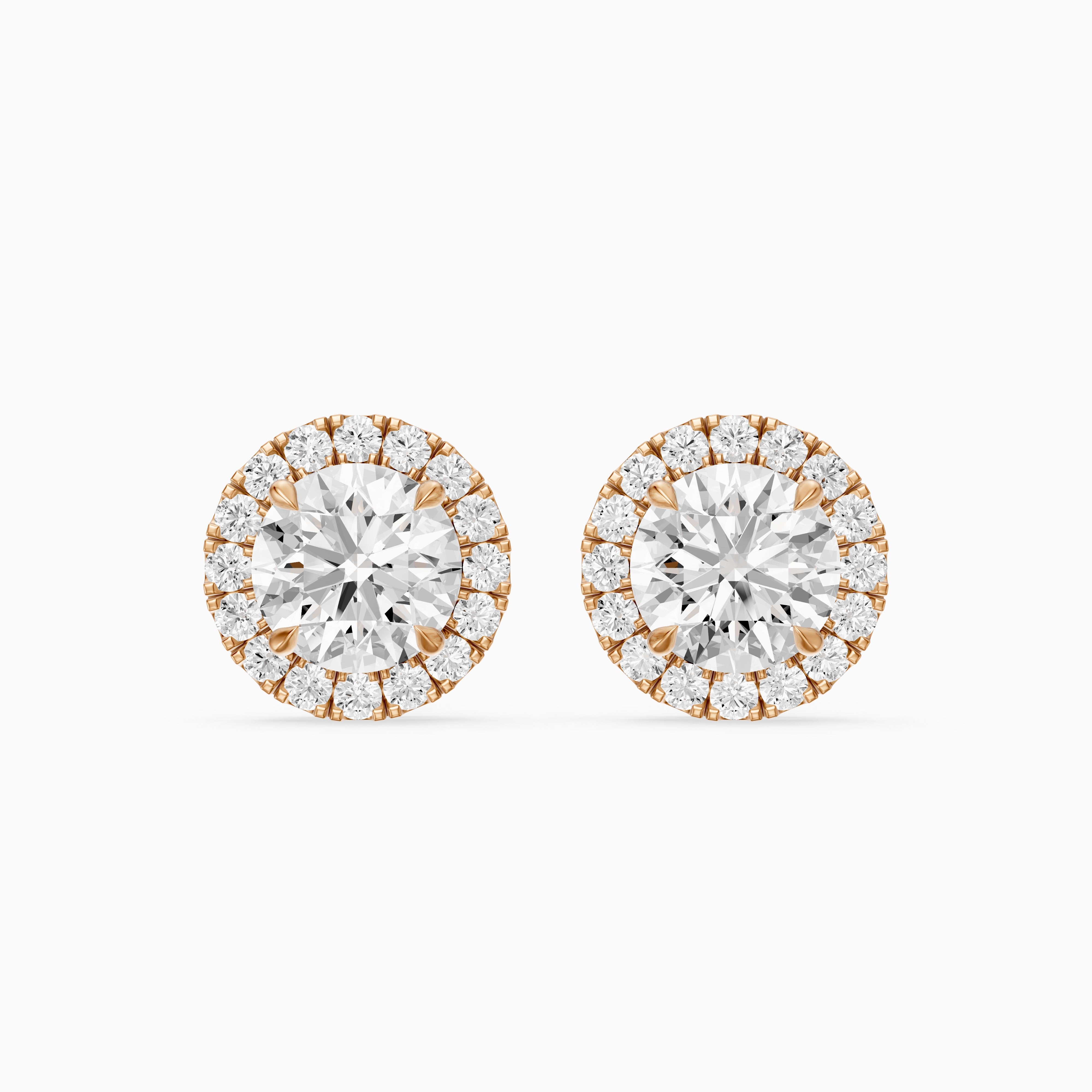 Teresa Round Cut Lab Grown Diamond Halo Stud Earrings