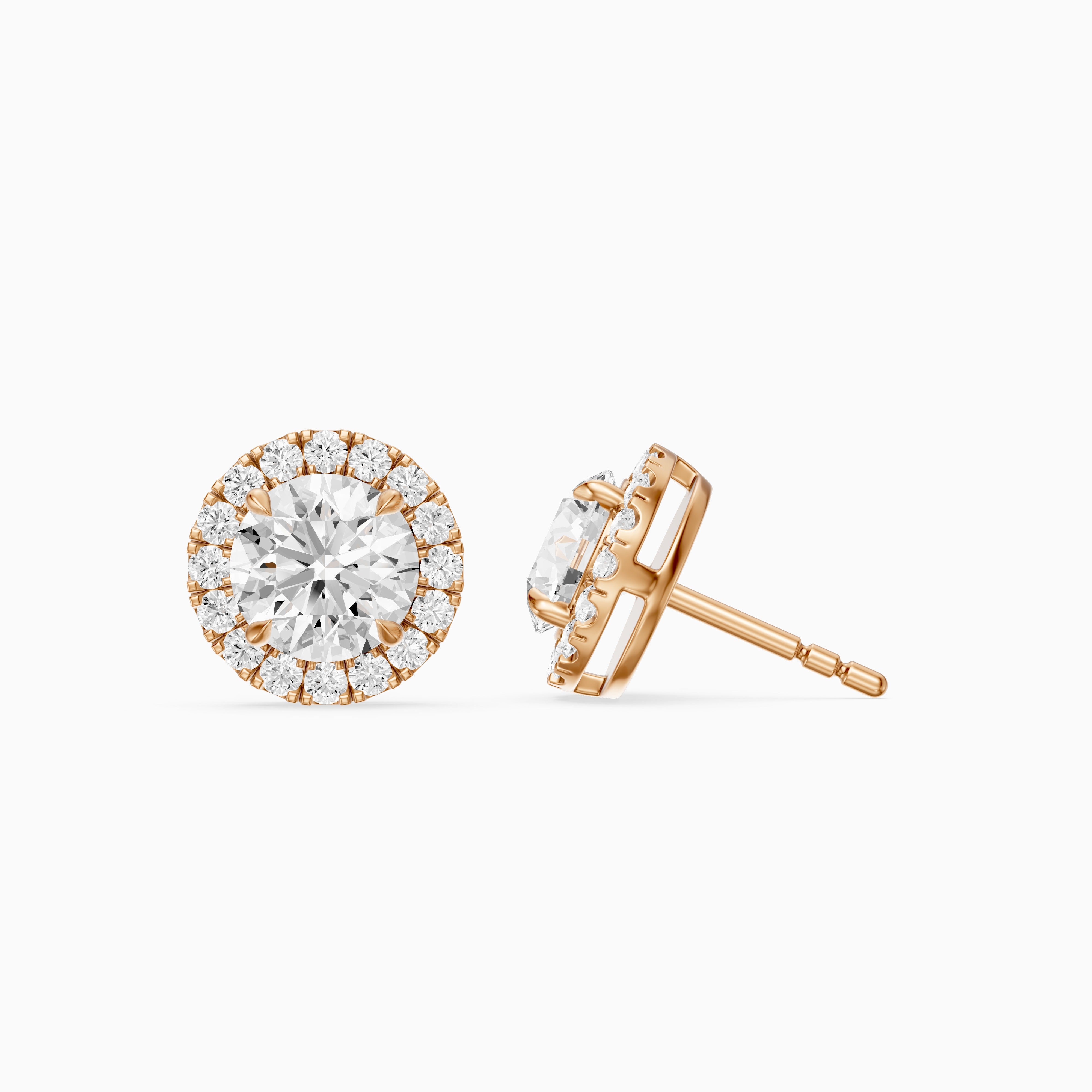 Teresa Round Cut Lab Grown Diamond Halo Stud Earrings