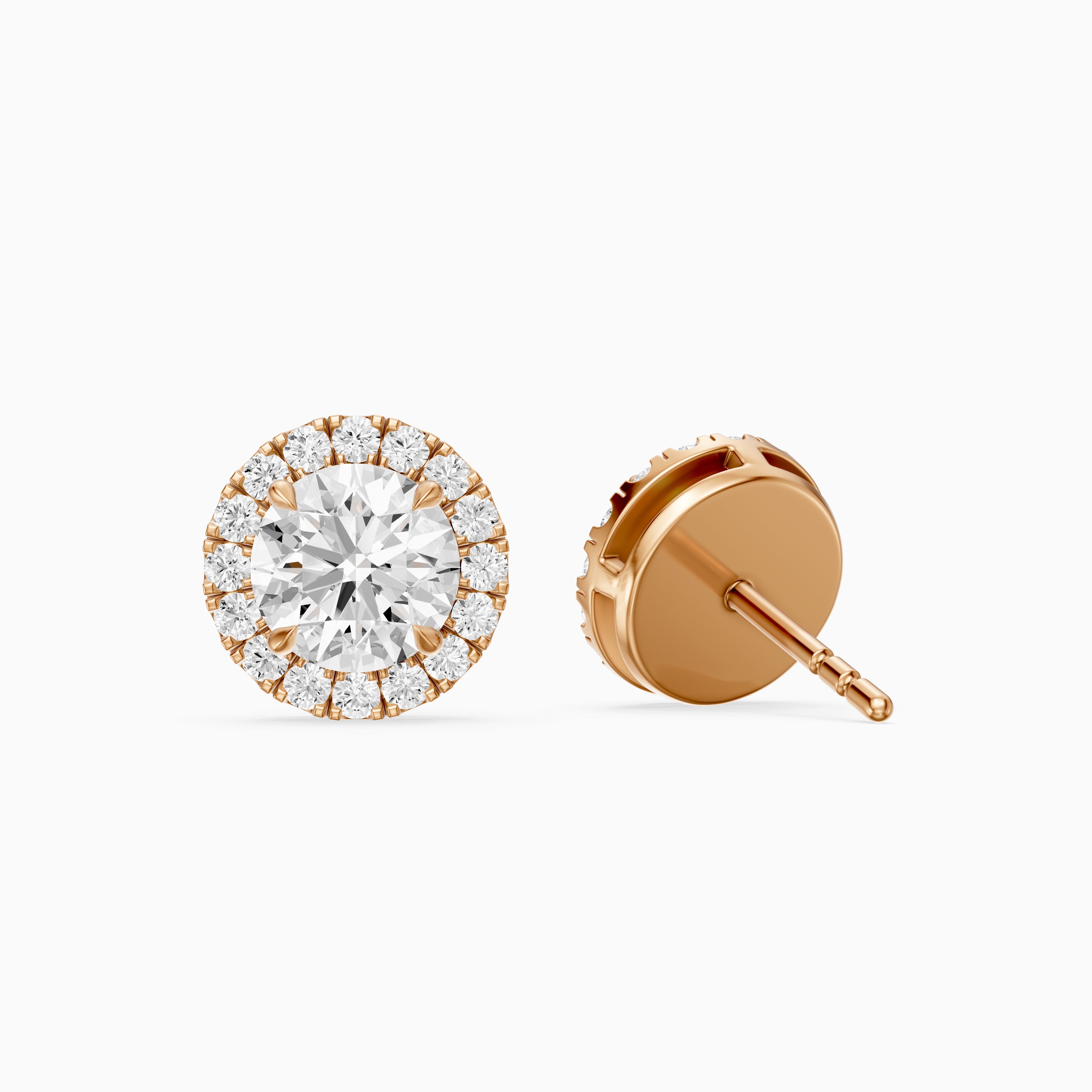 Teresa Round Cut Lab Grown Diamond Halo Stud Earrings