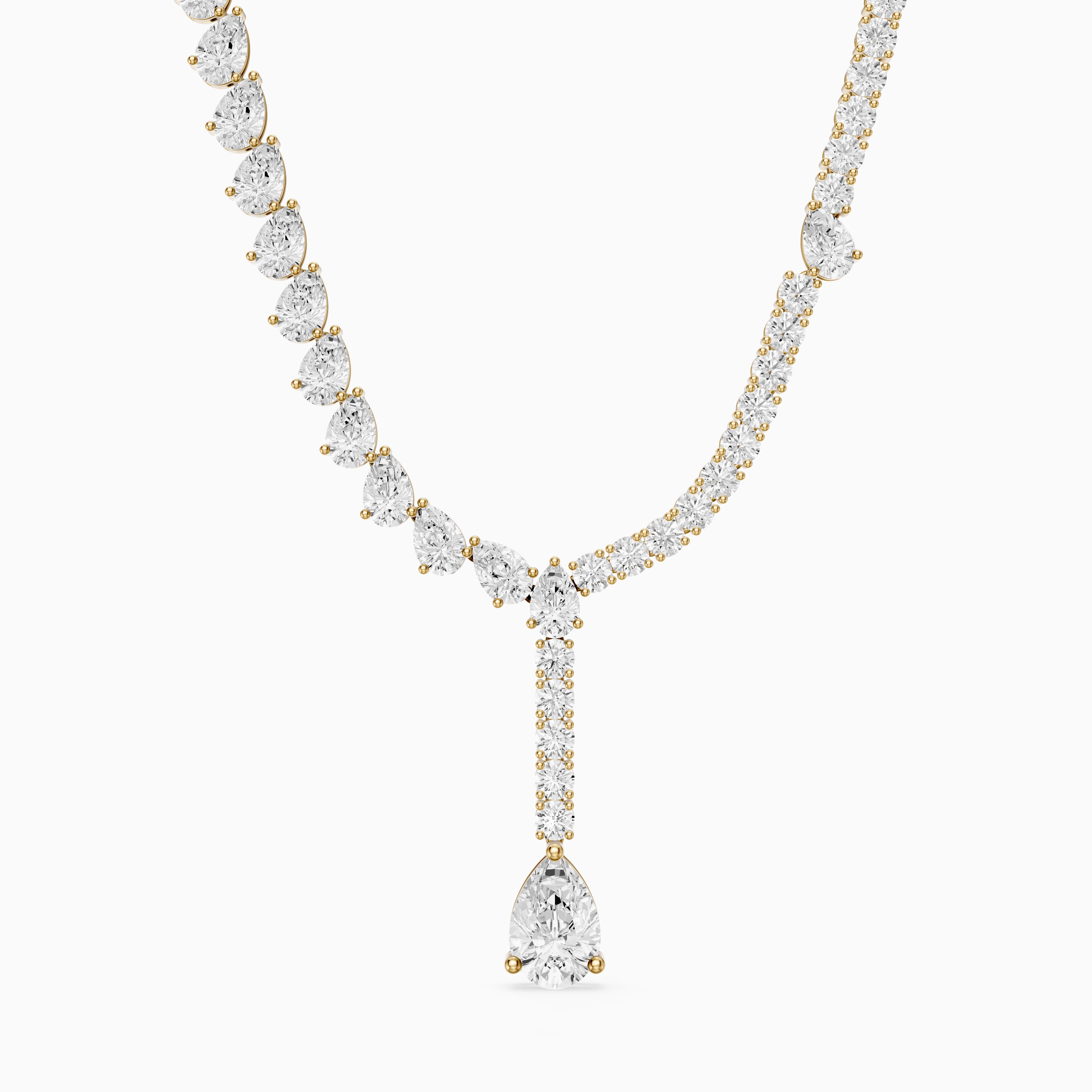 Audrey Pear Cut Lab Grown Diamond Drop Tennis Necklace