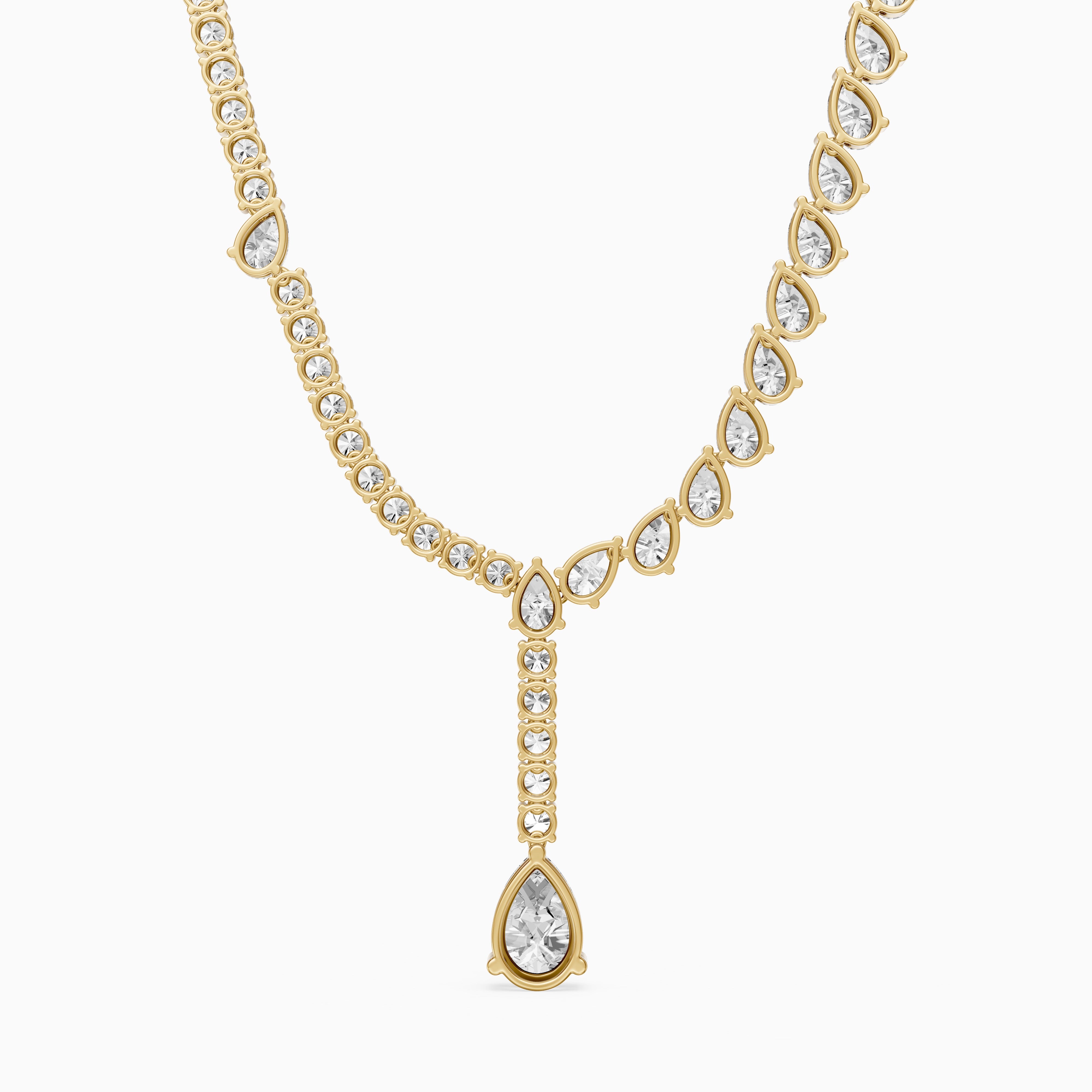 Audrey Pear Cut Lab Grown Diamond Drop Tennis Necklace