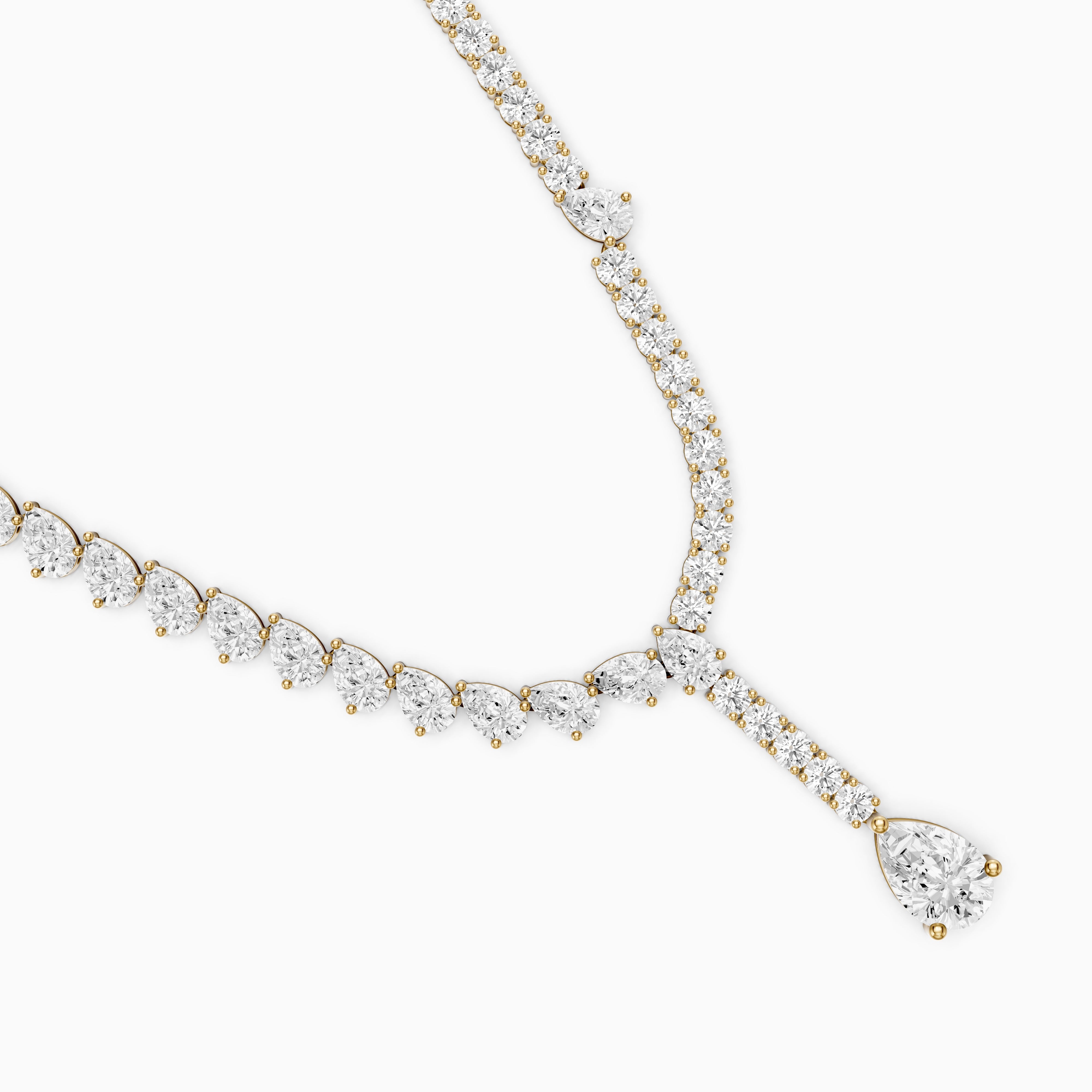 Audrey Pear Cut Lab Grown Diamond Drop Tennis Necklace