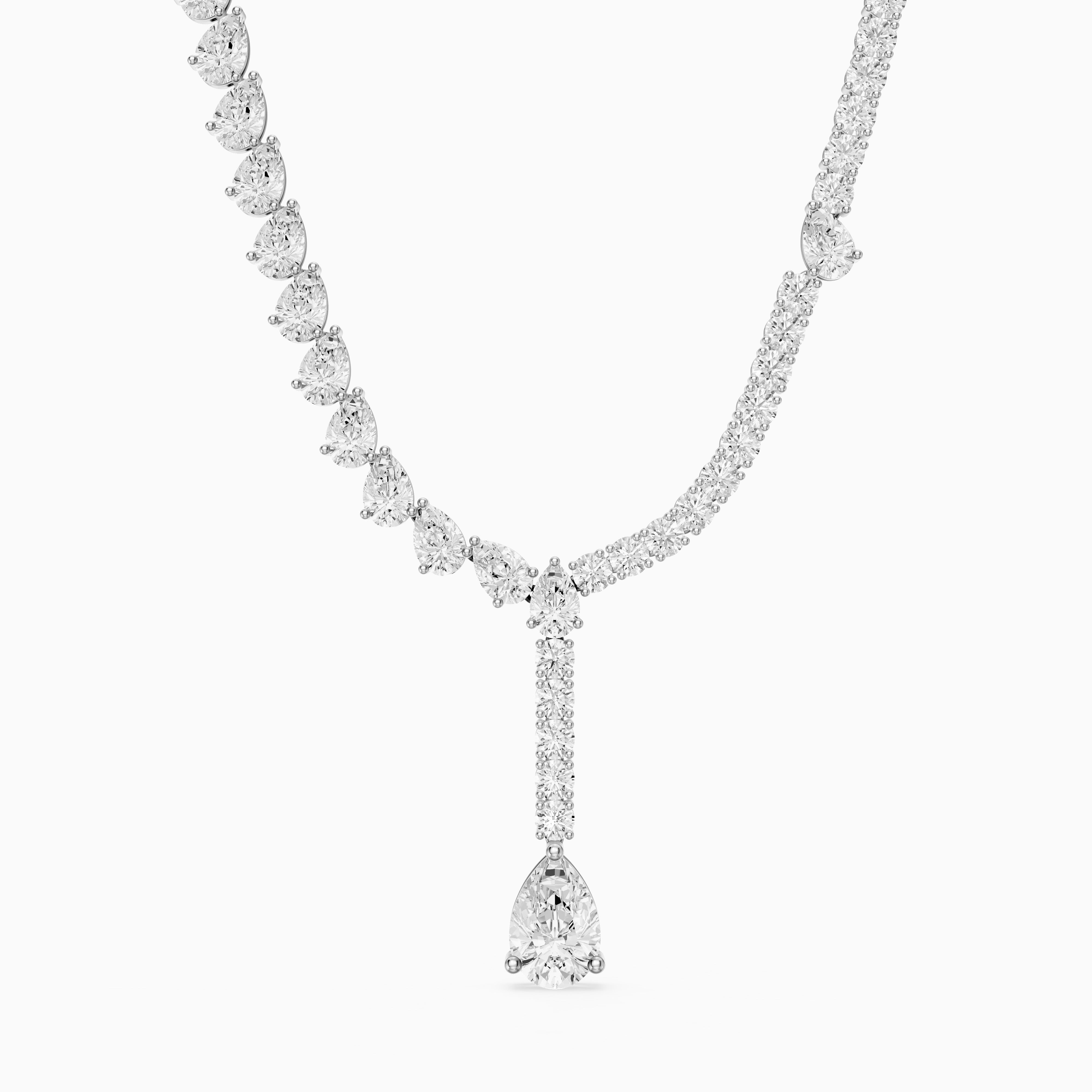 Audrey Pear Cut Lab Grown Diamond Drop Tennis Necklace