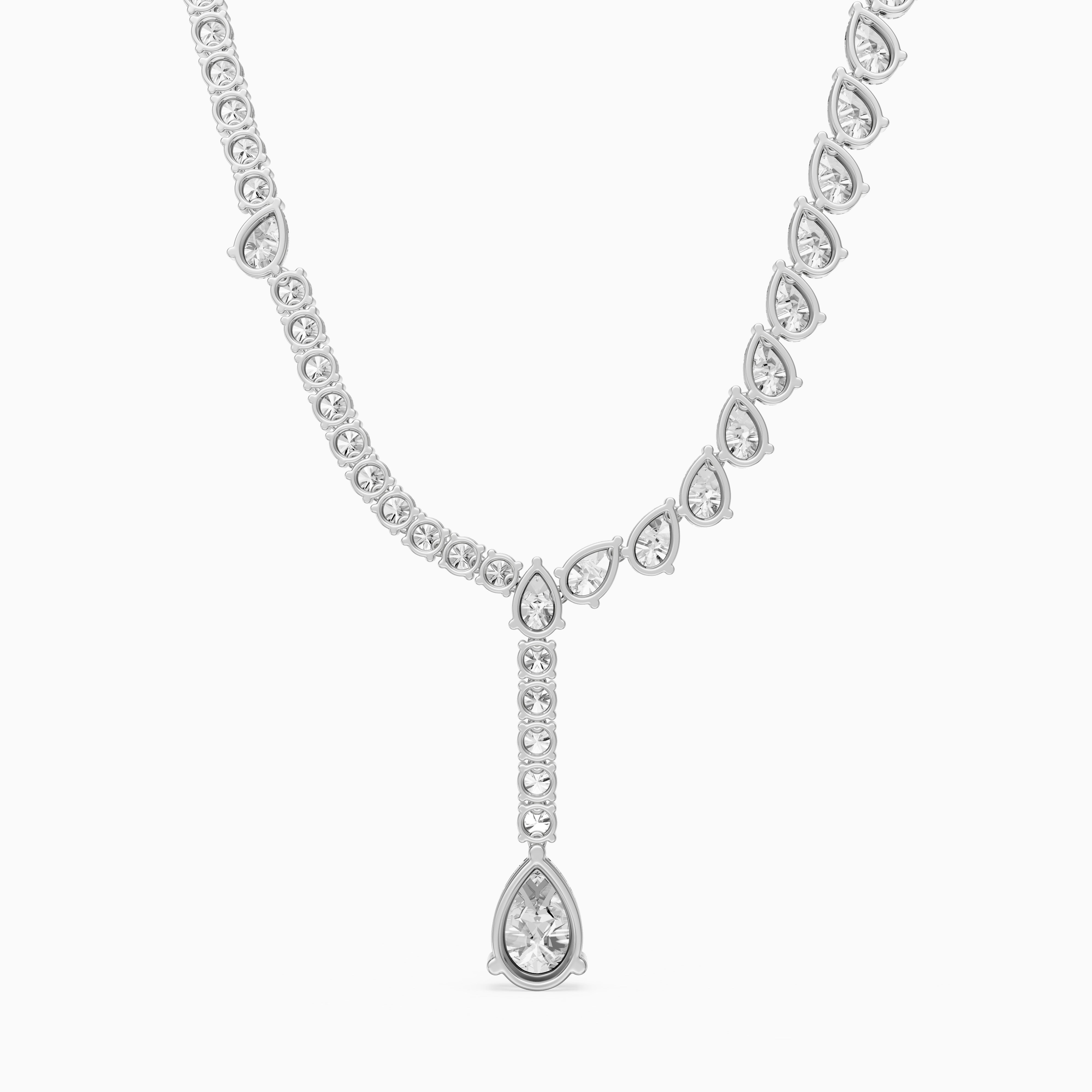 Audrey Pear Cut Lab Grown Diamond Drop Tennis Necklace
