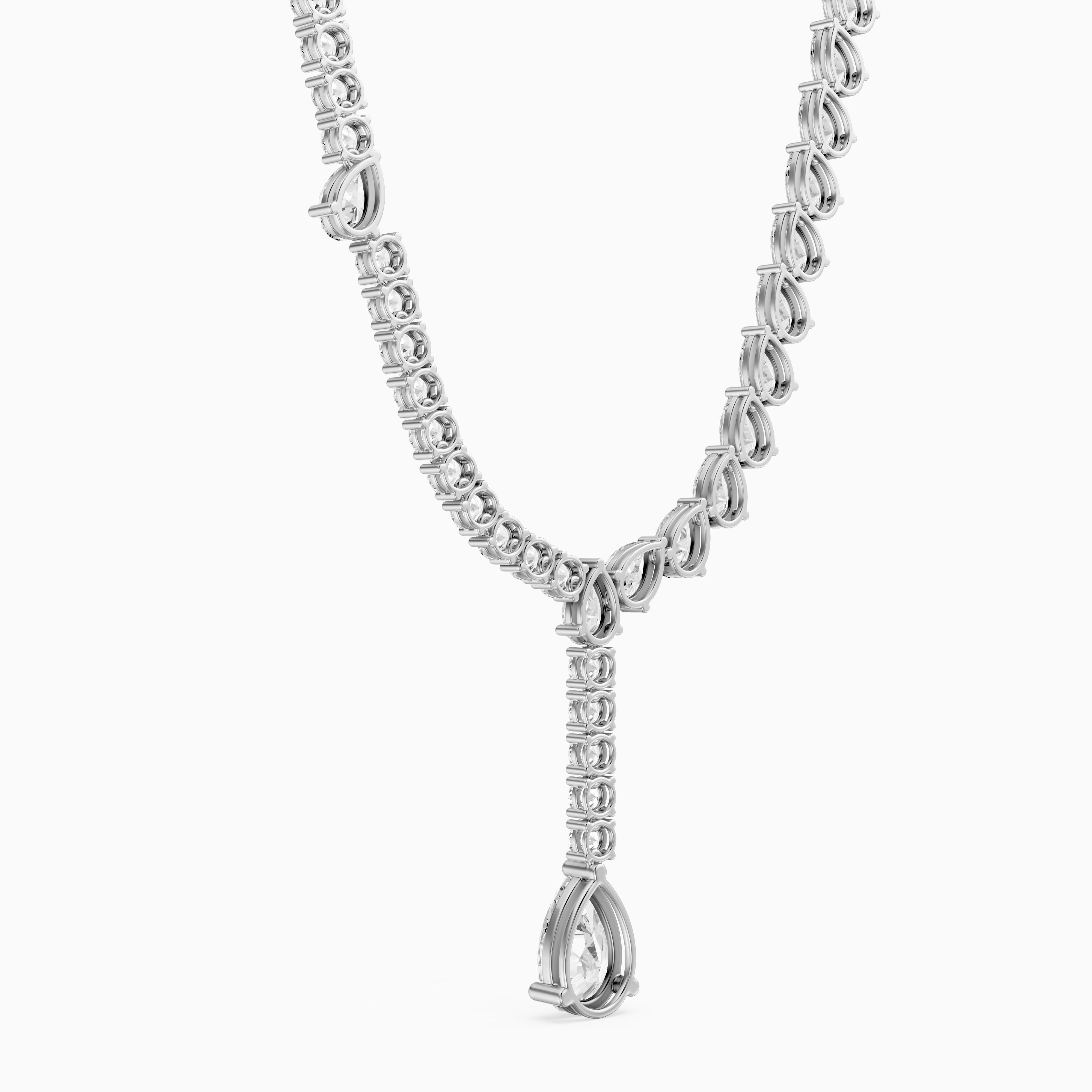 Audrey Pear Cut Lab Grown Diamond Drop Tennis Necklace
