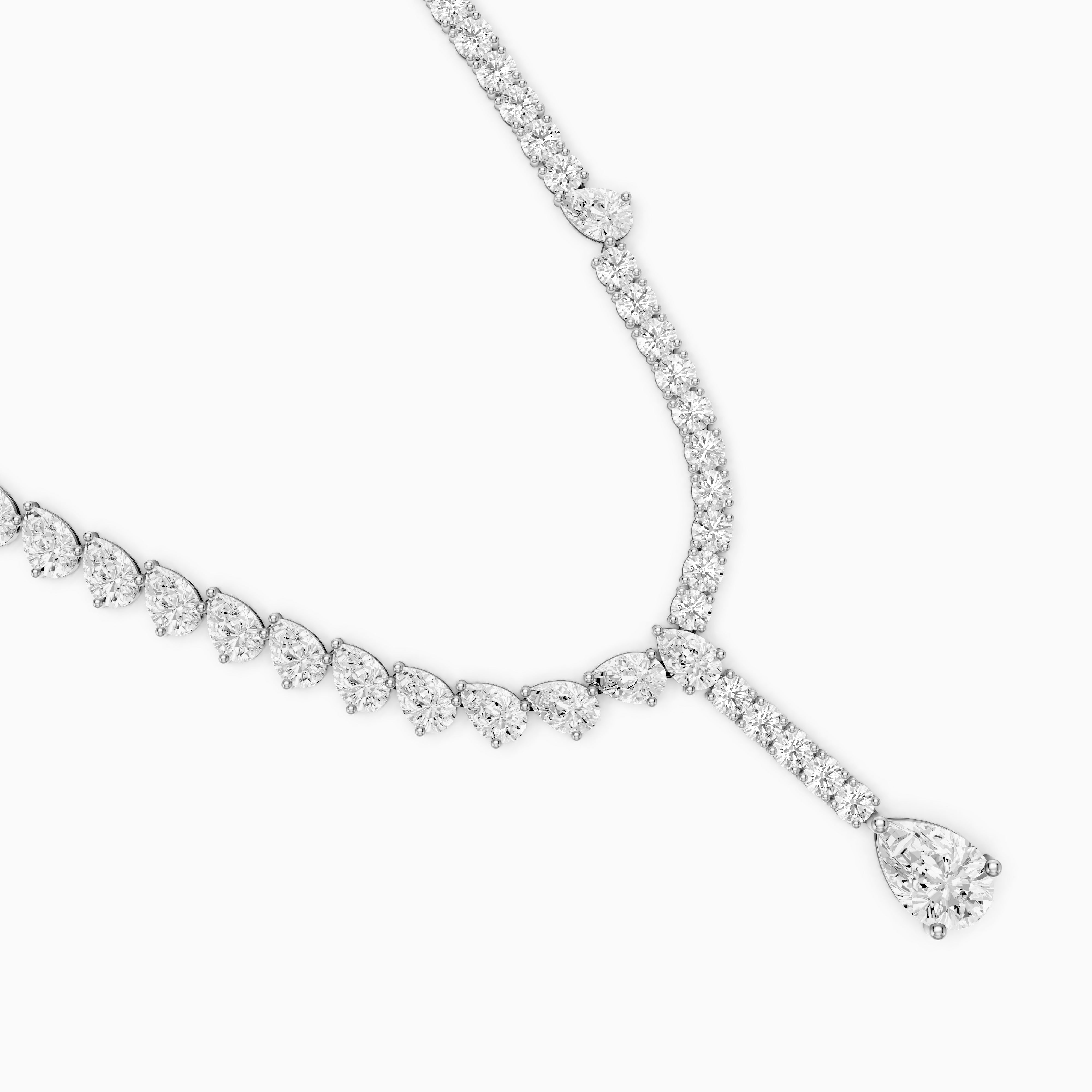 Audrey Pear Cut Lab Grown Diamond Drop Tennis Necklace