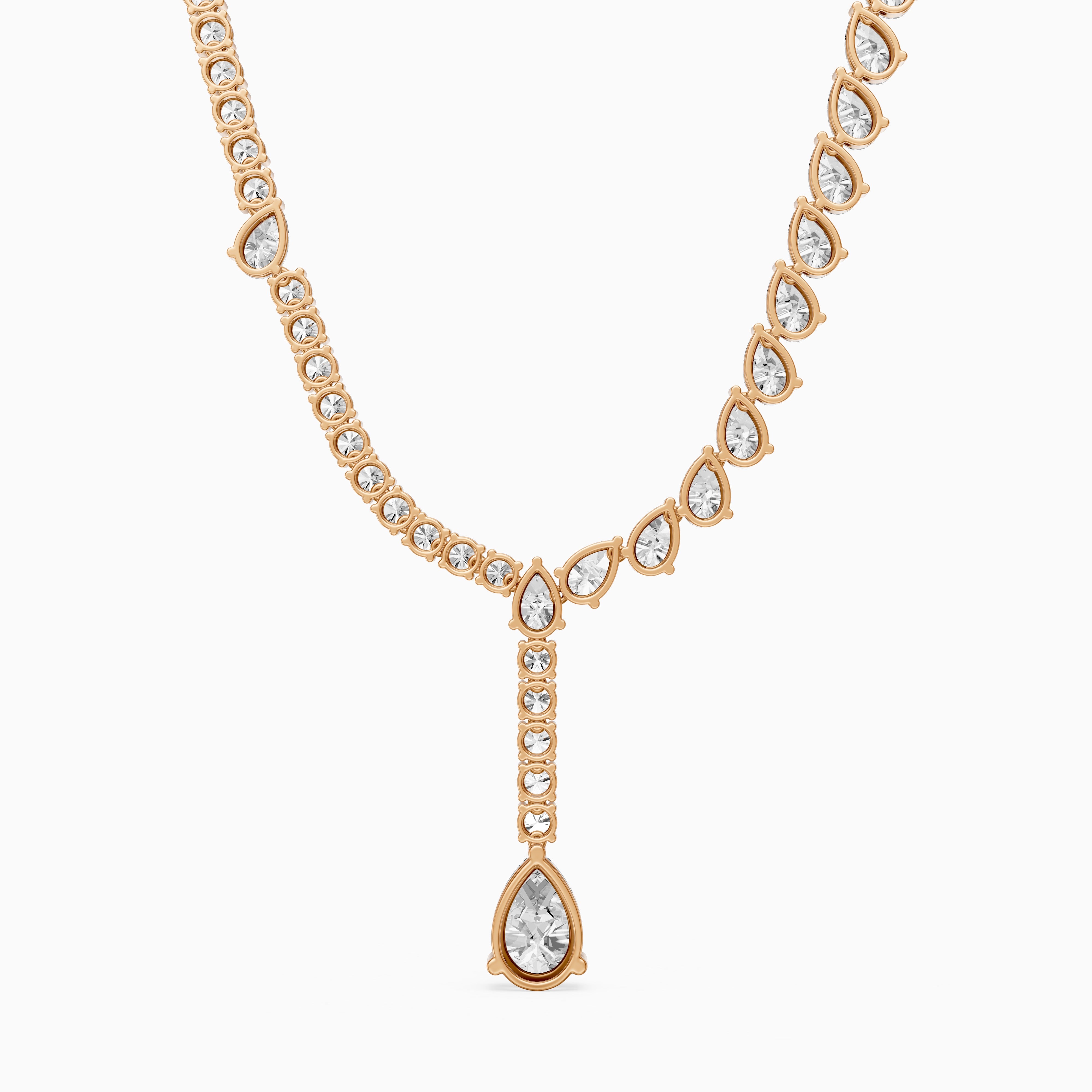 Audrey Pear Cut Lab Grown Diamond Drop Tennis Necklace