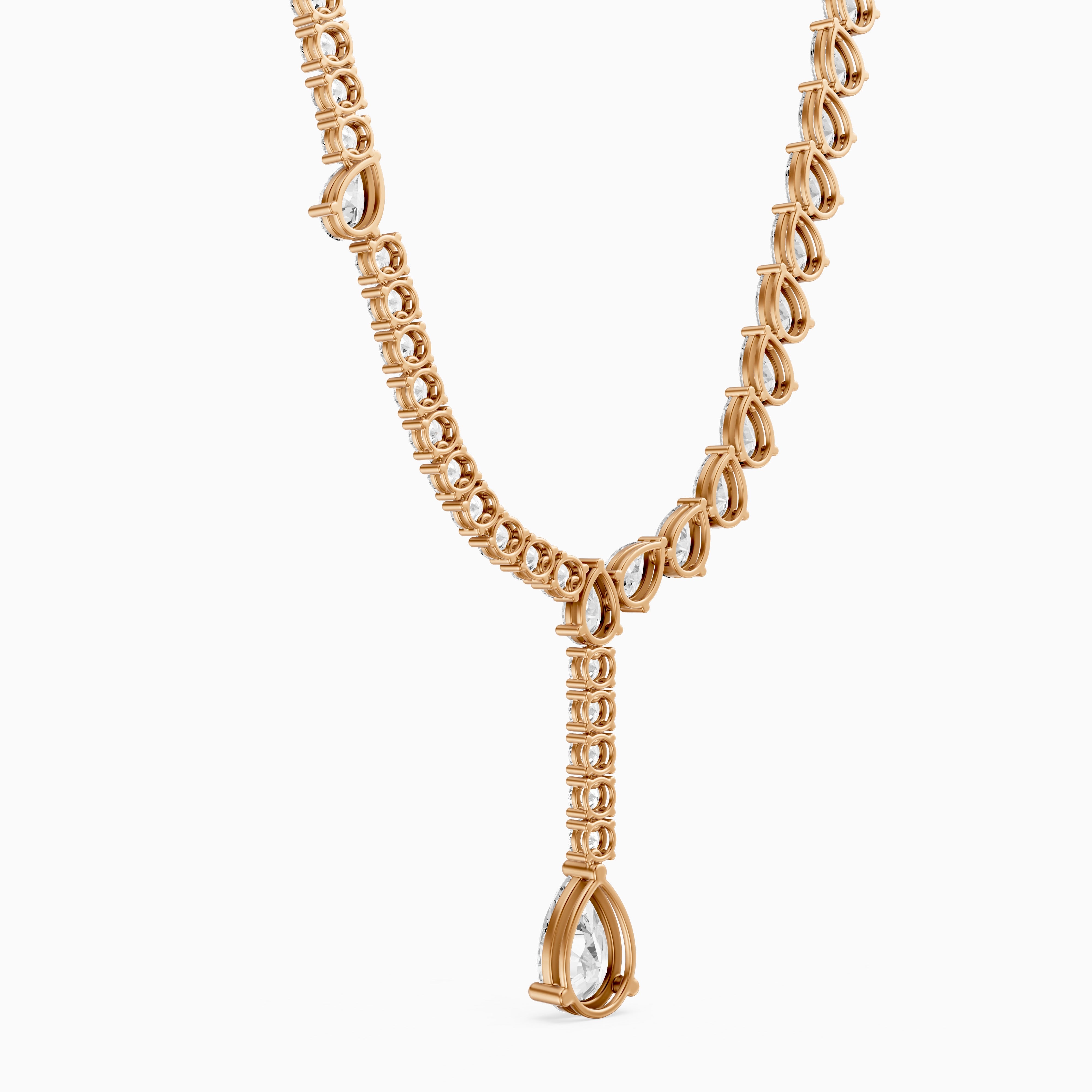 Audrey Pear Cut Lab Grown Diamond Drop Tennis Necklace