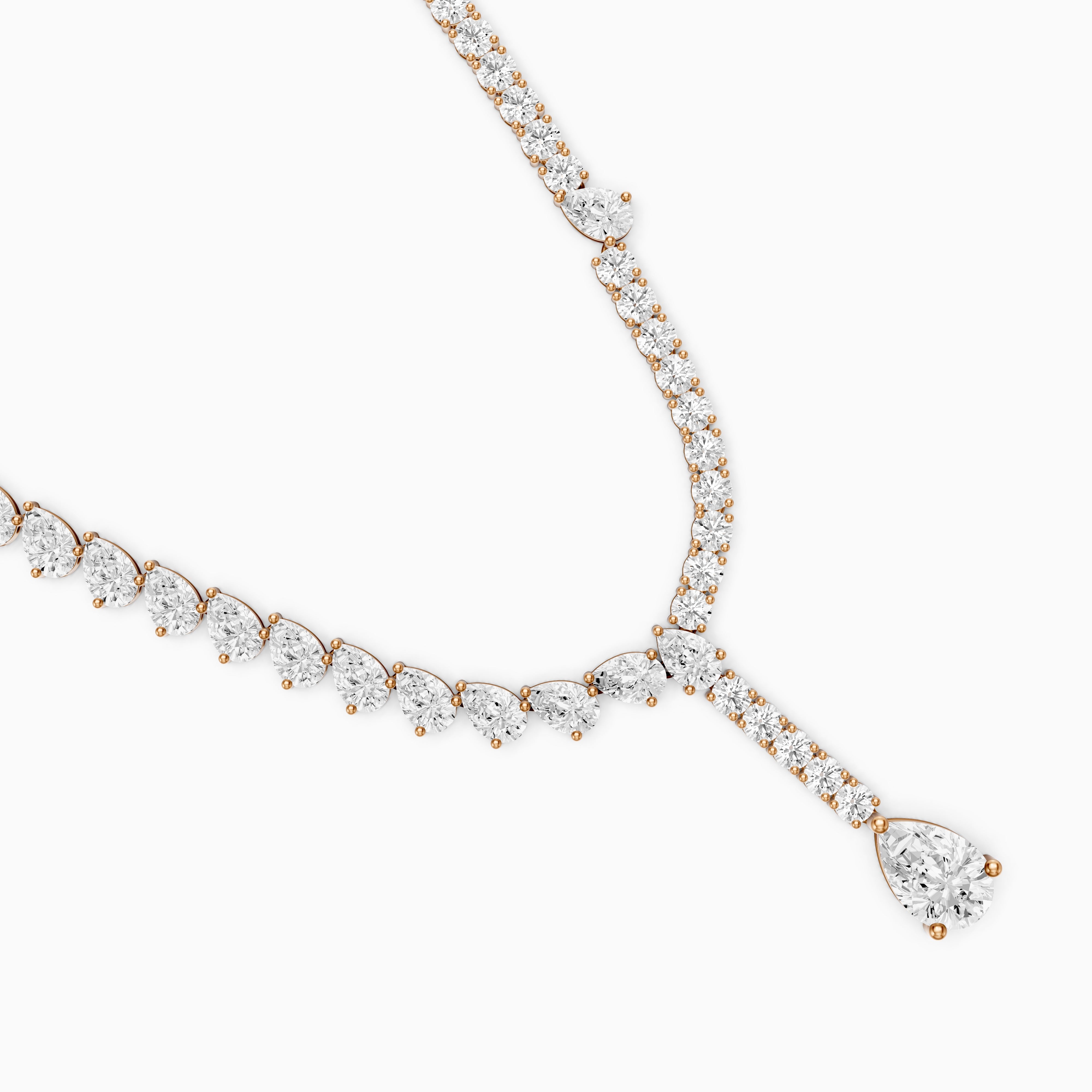 Audrey Pear Cut Lab Grown Diamond Drop Tennis Necklace
