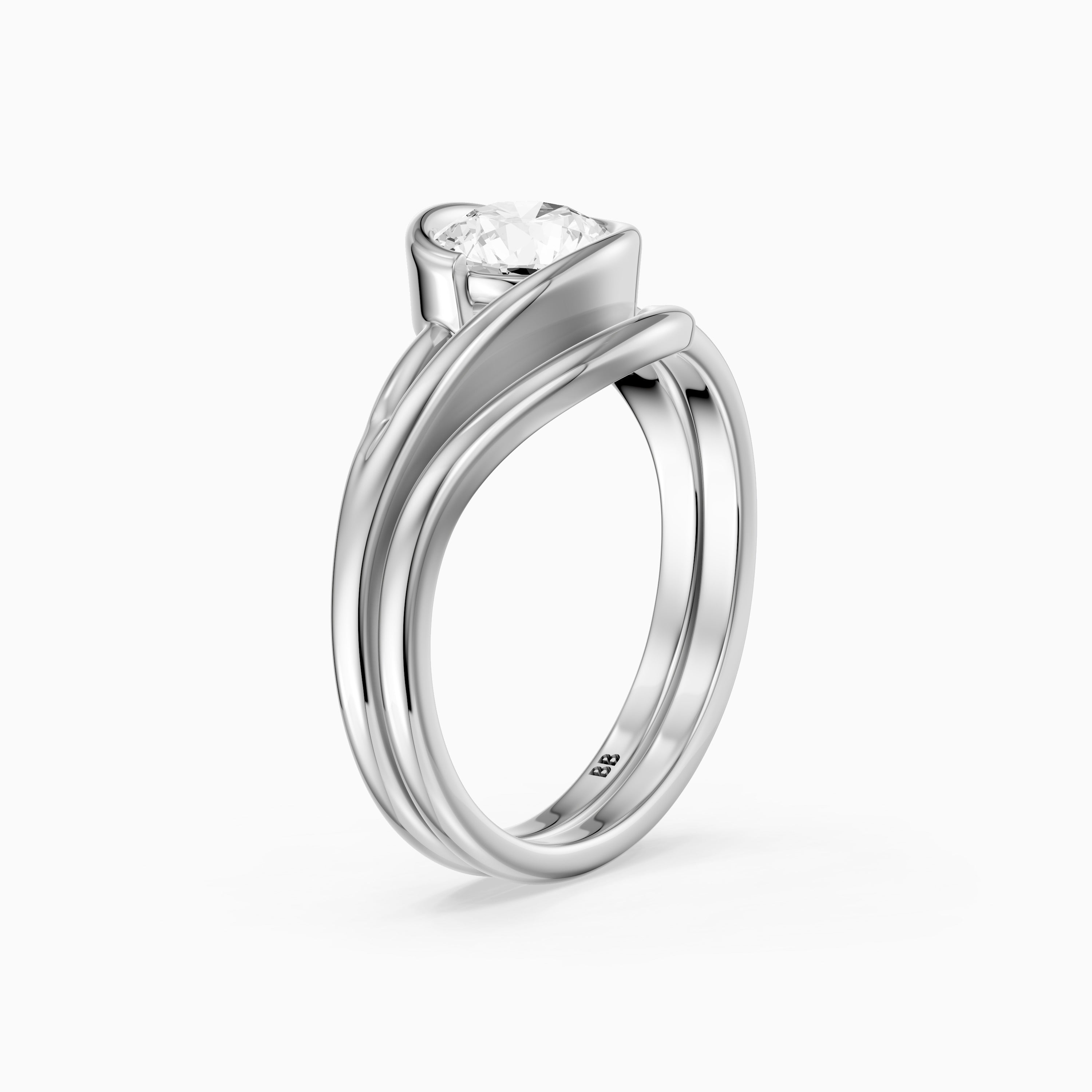 Elenice Round Lab Grown Diamond Bezel Set Split Shank Solitaire Bridal Set