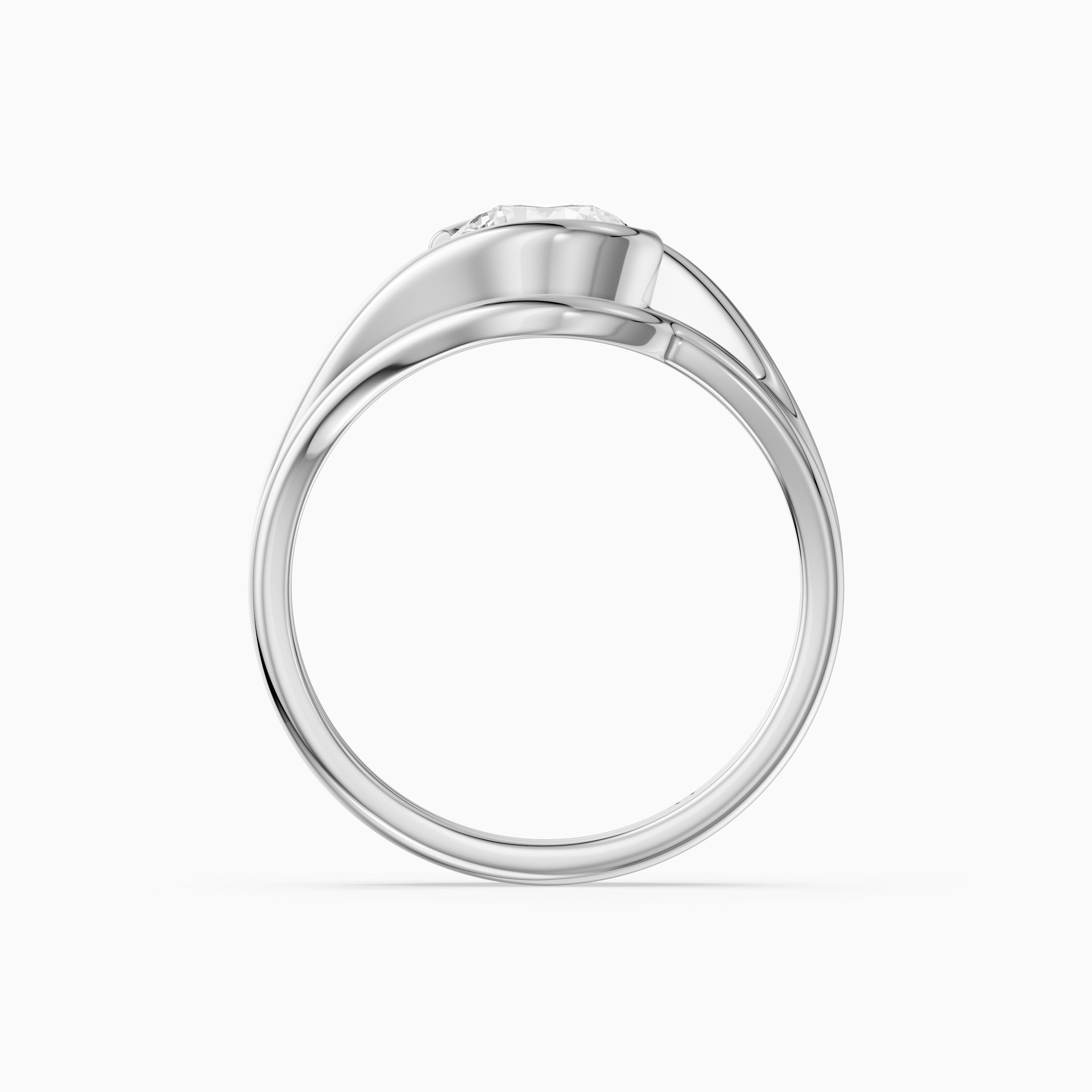 Elenice Round Lab Grown Diamond Bezel Set Split Shank Solitaire Bridal Set