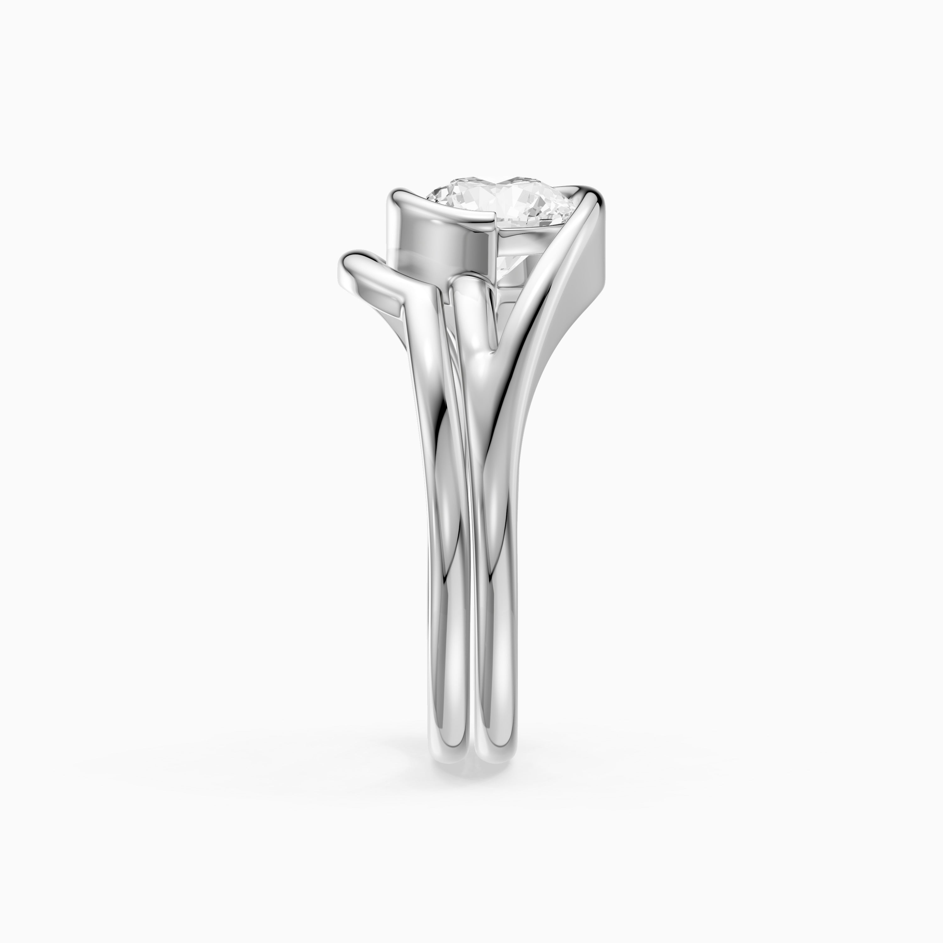 Elenice Round Lab Grown Diamond Bezel Set Split Shank Solitaire Bridal Set