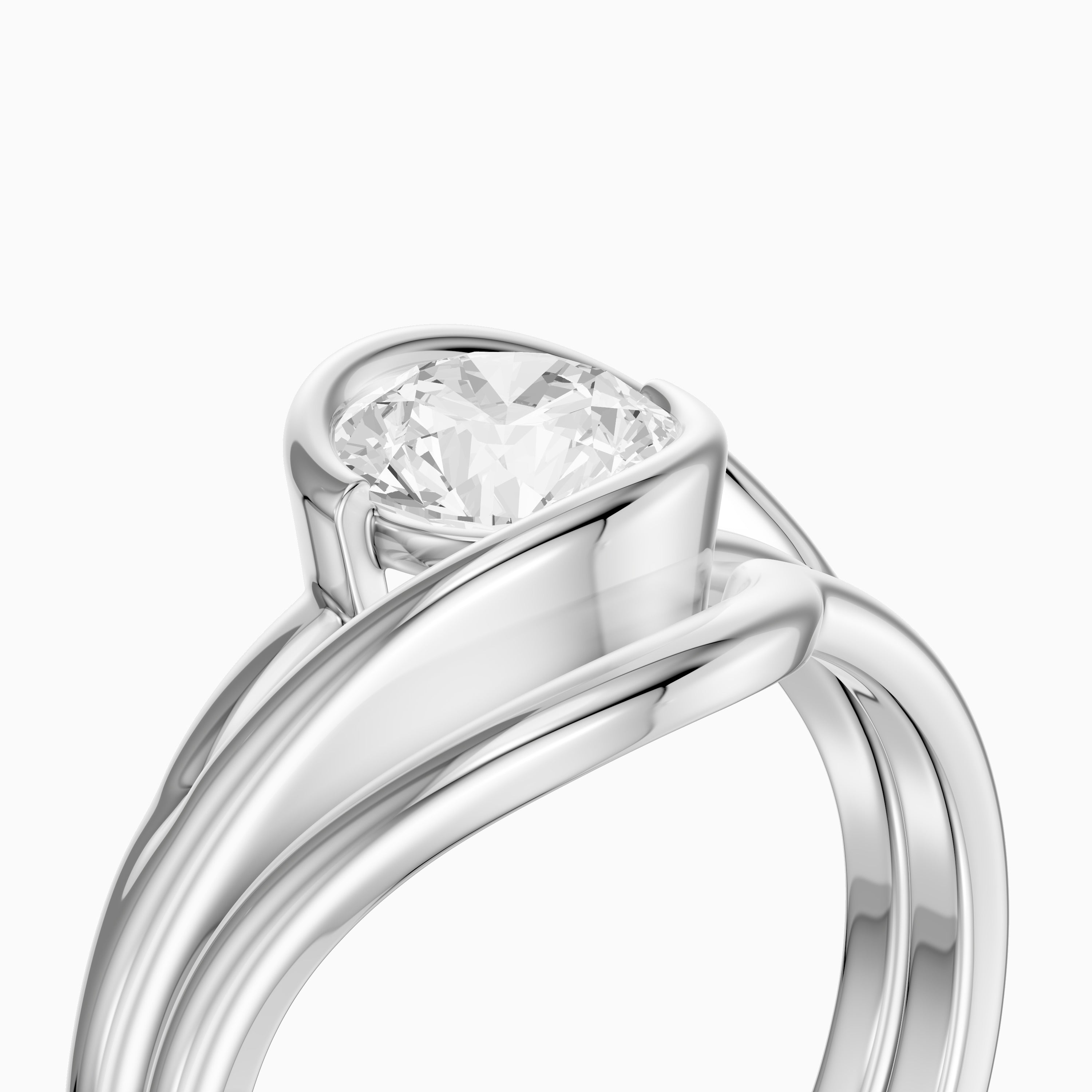 Elenice Round Lab Grown Diamond Bezel Set Split Shank Solitaire Bridal Set