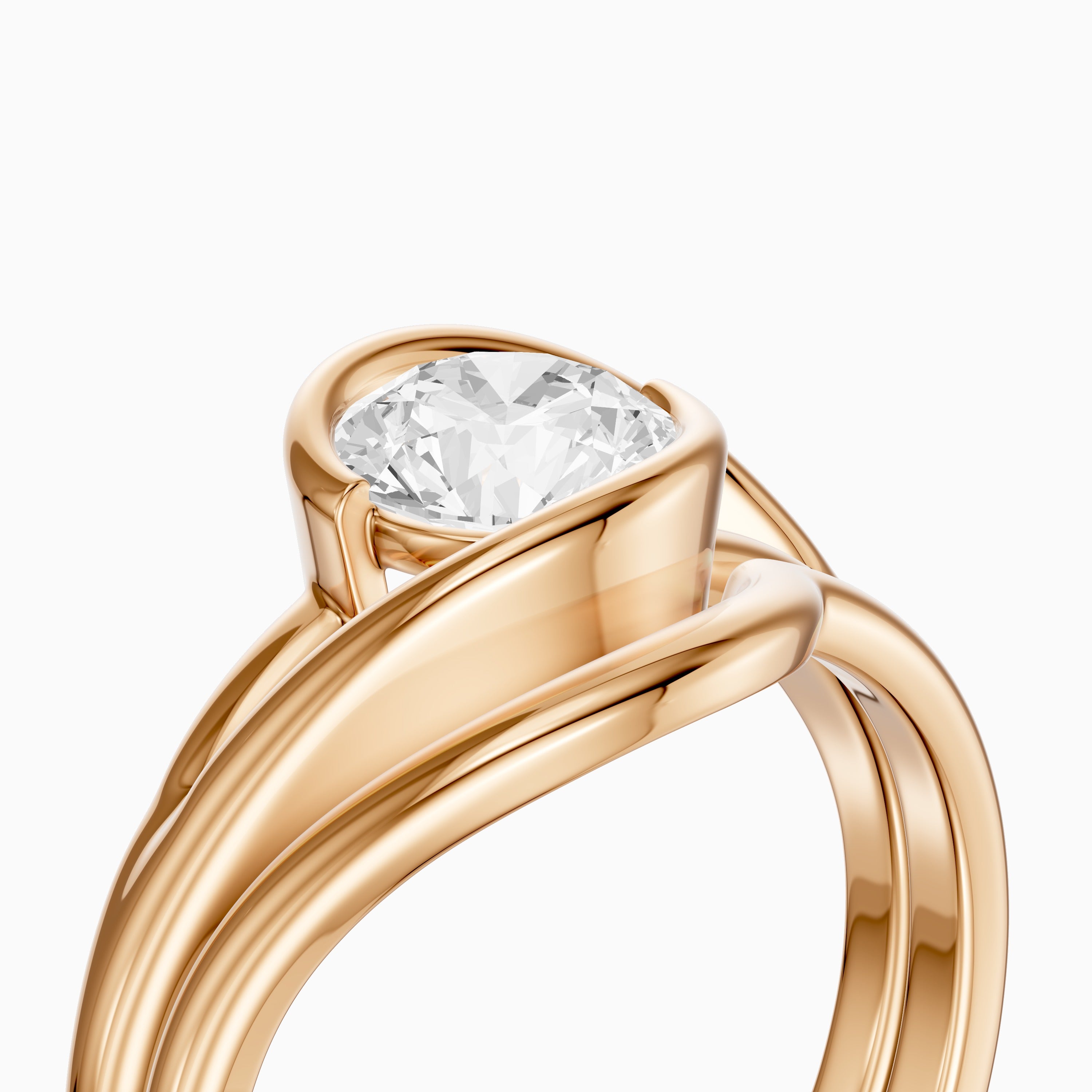 Elenice Round Lab Grown Diamond Bezel Set Split Shank Solitaire Bridal Set